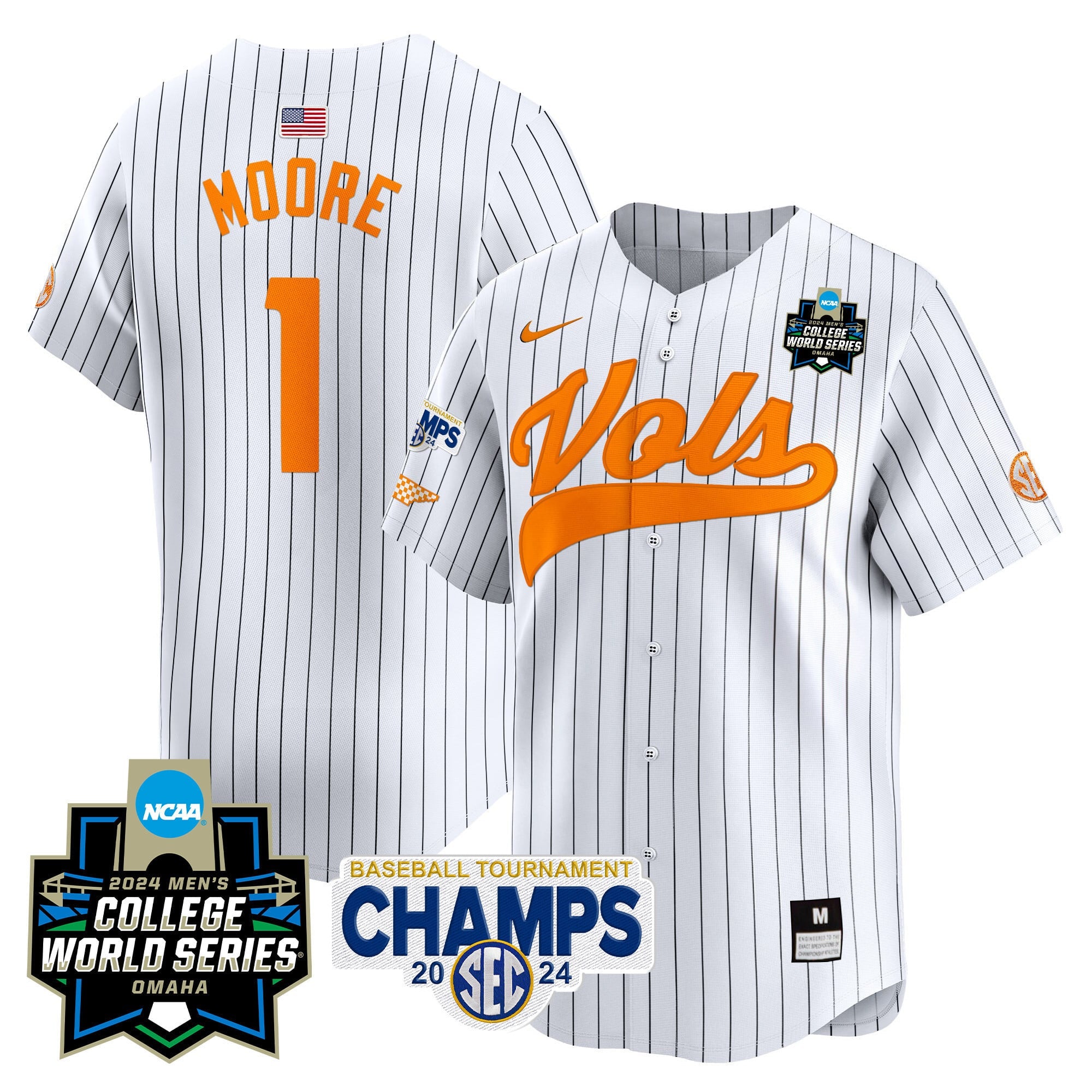 Men's Tennessee Volunteers 2024 Tournament Champs & World Series Vapor Premier Limited Jersey - All Stitched