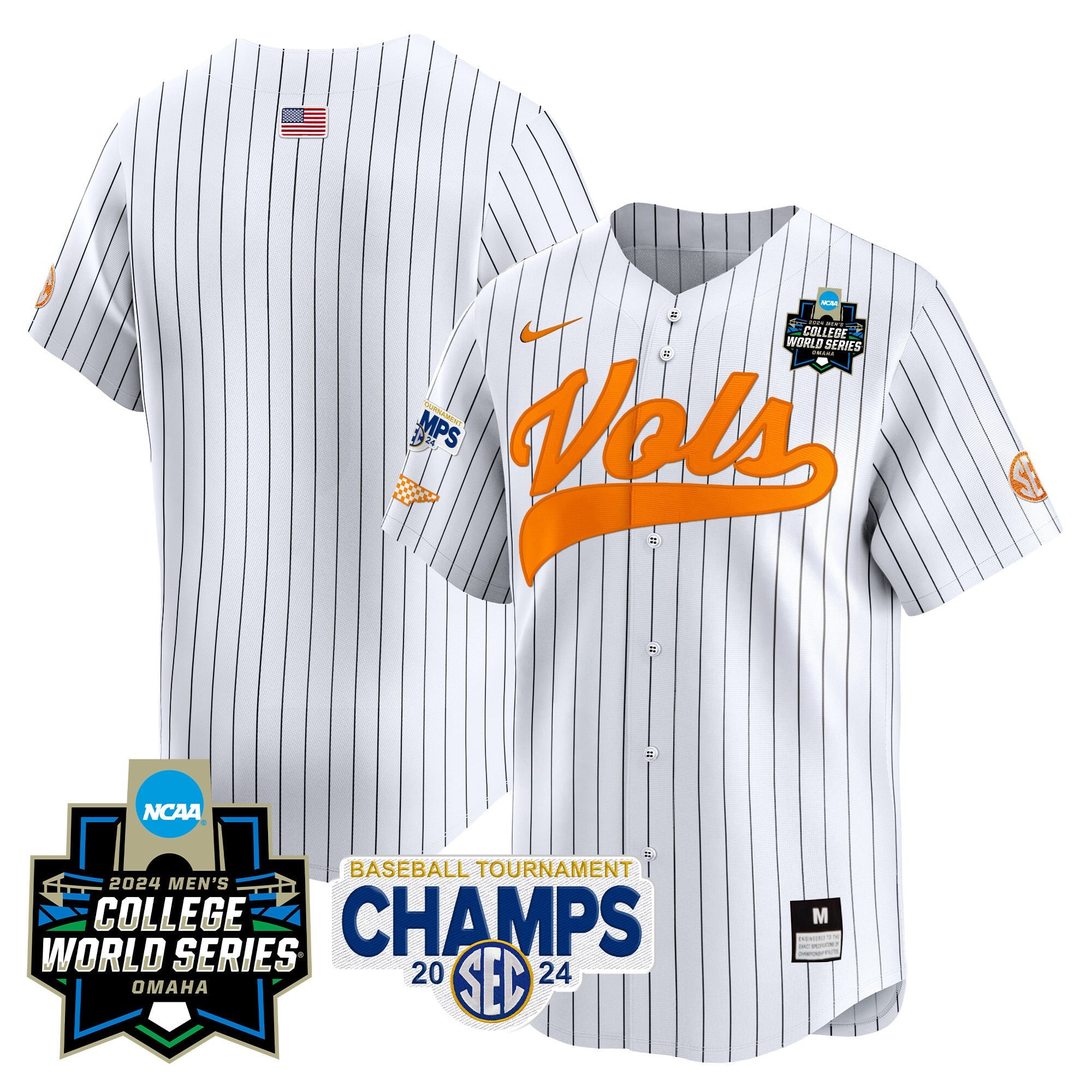 Men's Tennessee Volunteers 2024 Tournament Champs & World Series Vapor Premier Limited Jersey - All Stitched