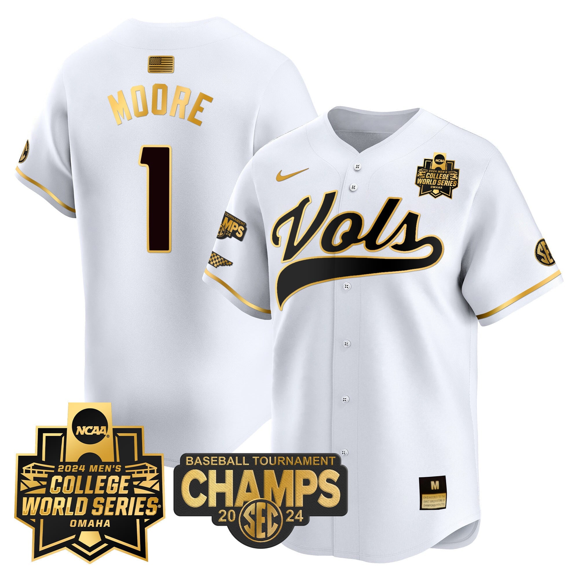 Men's Tennessee Volunteers 2024 Tournament Champs & World Series Vapor Premier Limited Jersey - All Stitched