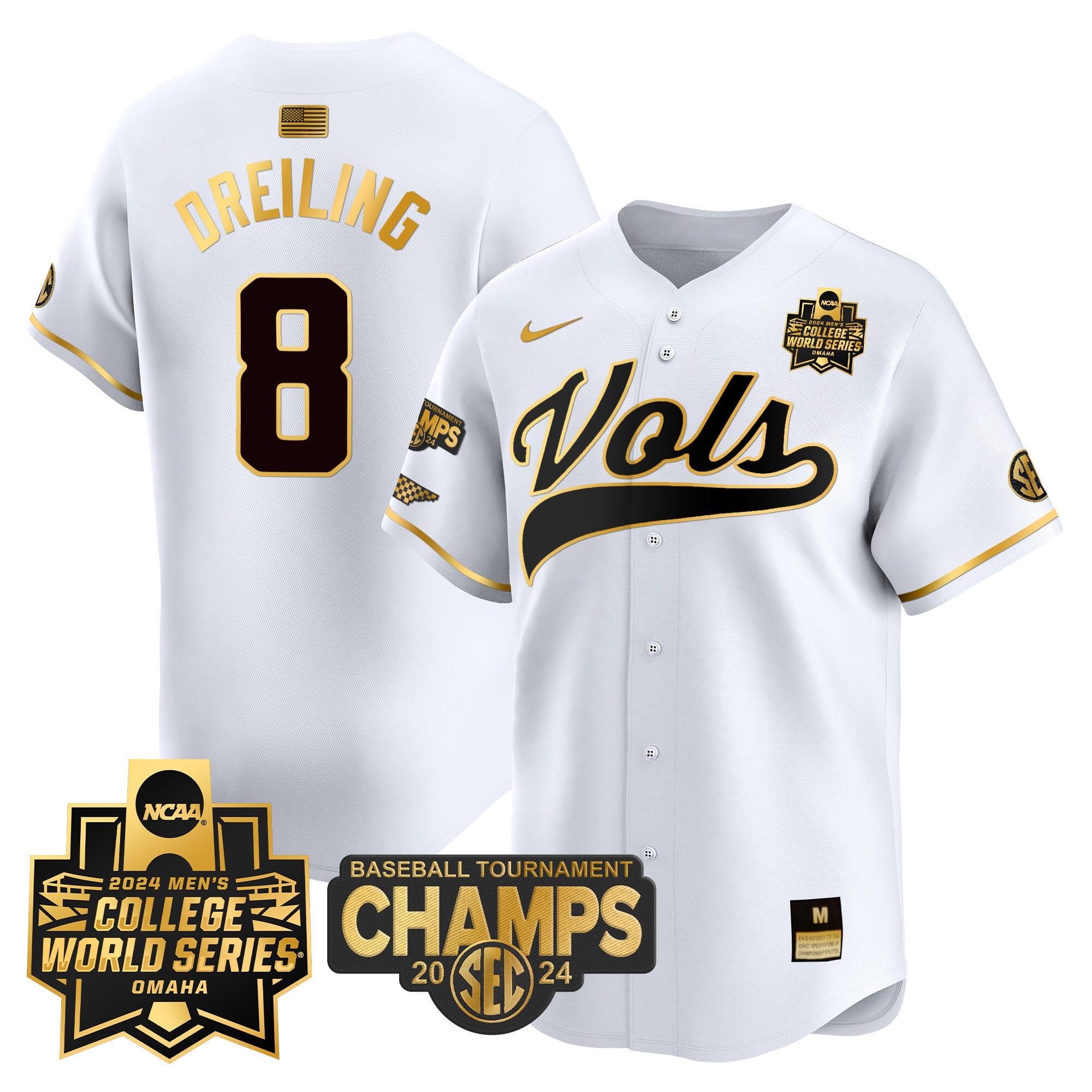 Men's Tennessee Volunteers 2024 Tournament Champs & World Series Vapor Premier Limited Jersey - All Stitched