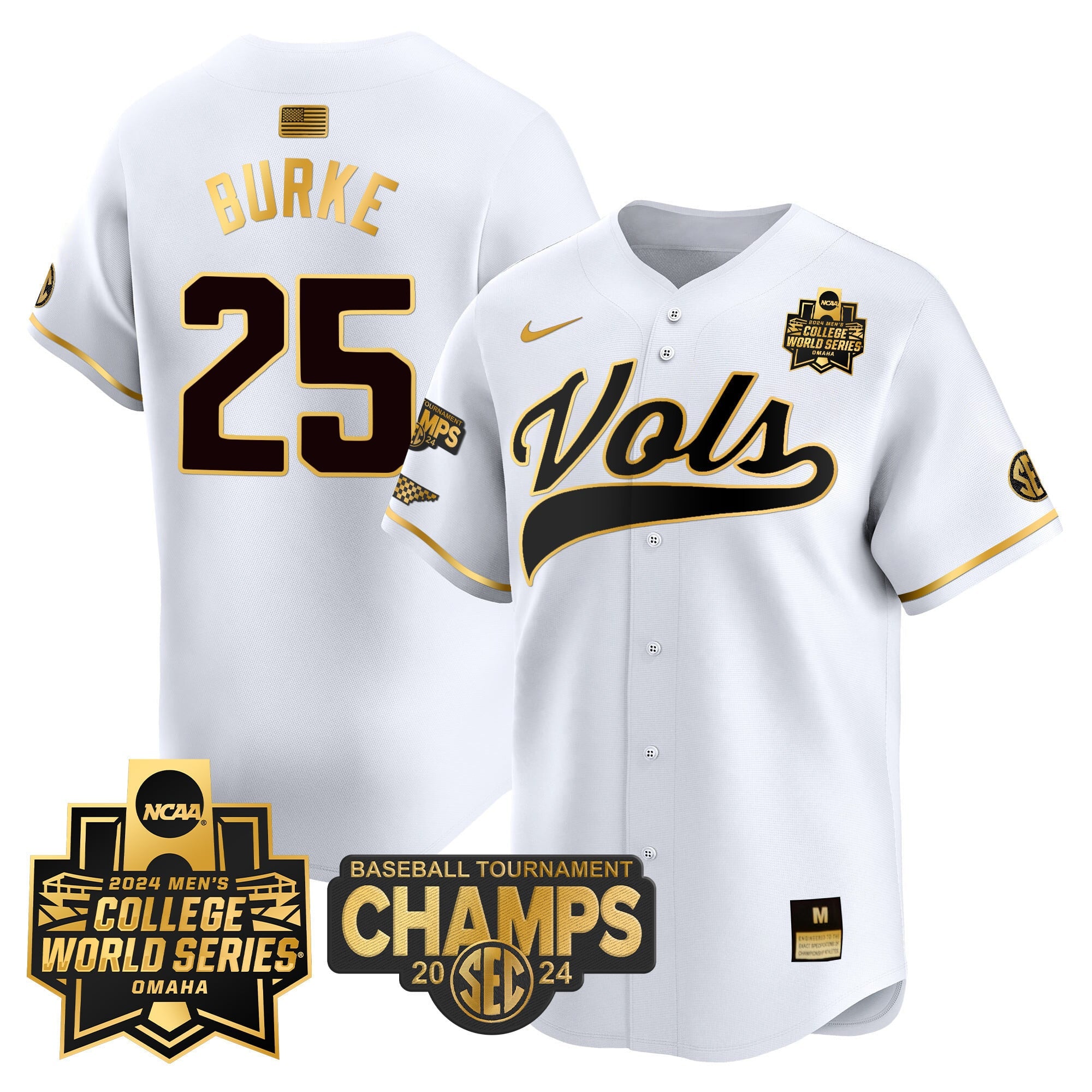 Men's Tennessee Volunteers 2024 Tournament Champs & World Series Vapor Premier Limited Jersey - All Stitched