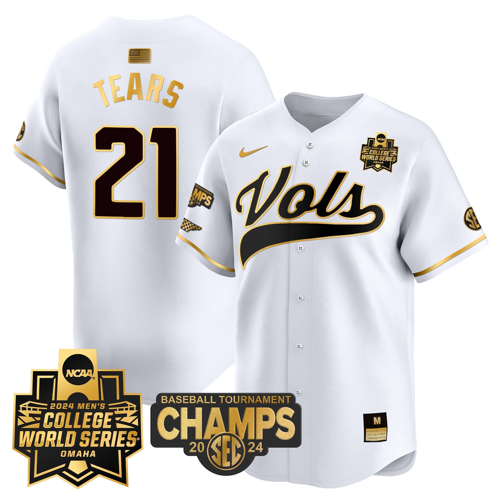 Men's Tennessee Volunteers 2024 Tournament Champs & World Series Vapor Premier Limited Jersey - All Stitched