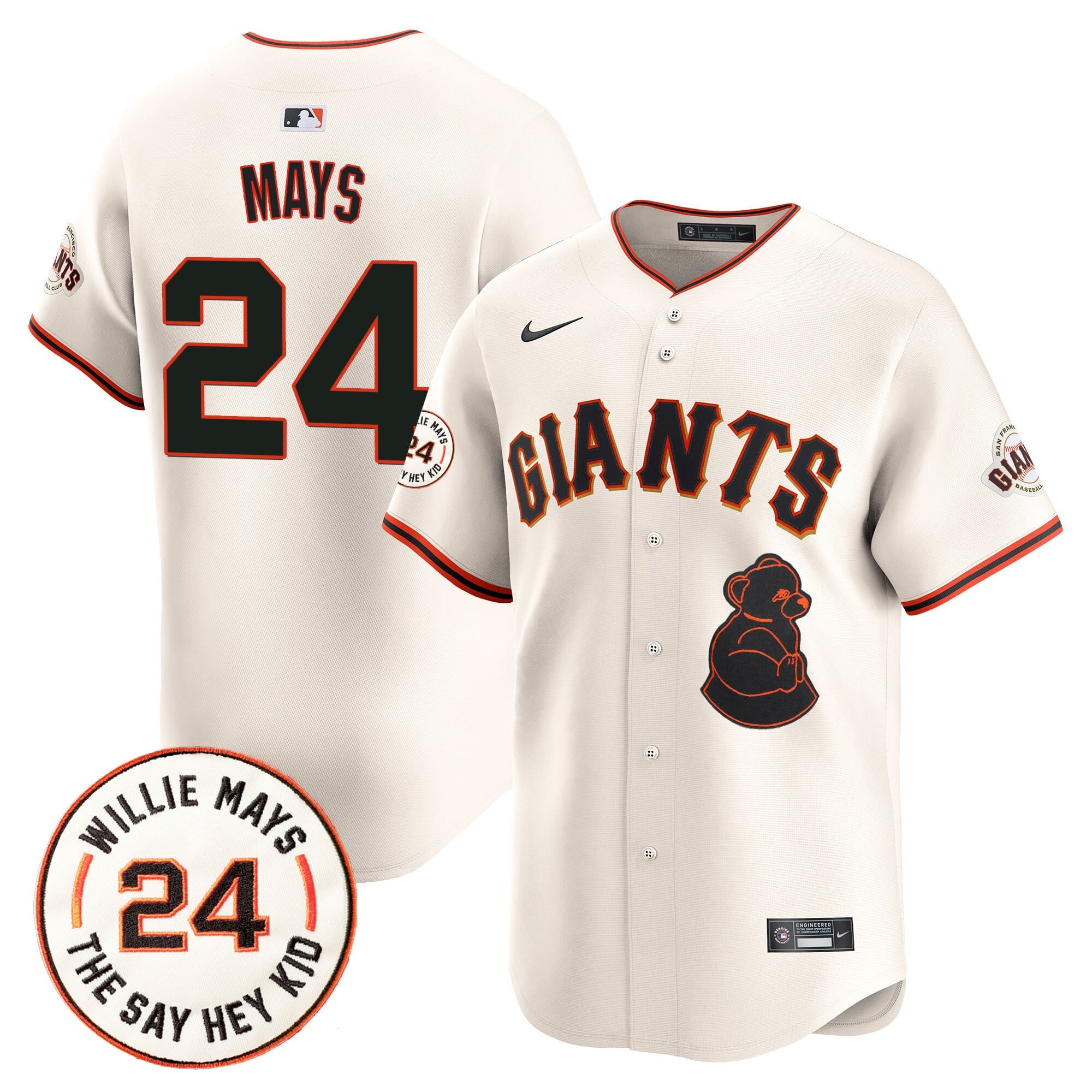 Men's San Francisco Giants 2024 Willie Mays Patch Vapor Premier Limited Jersey V4 - All Stitched