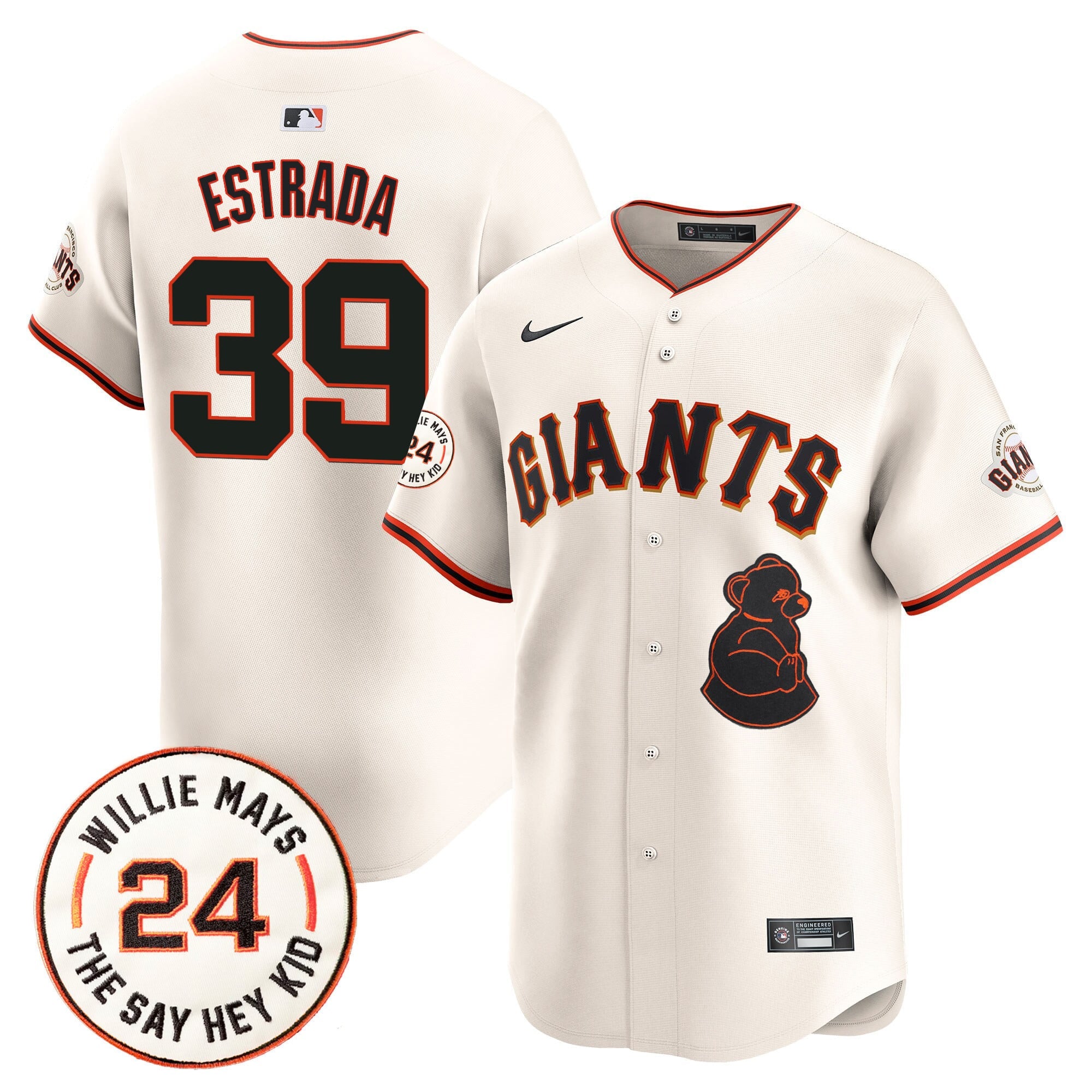 Men's San Francisco Giants 2024 Willie Mays Patch Vapor Premier Limited Jersey V4 - All Stitched