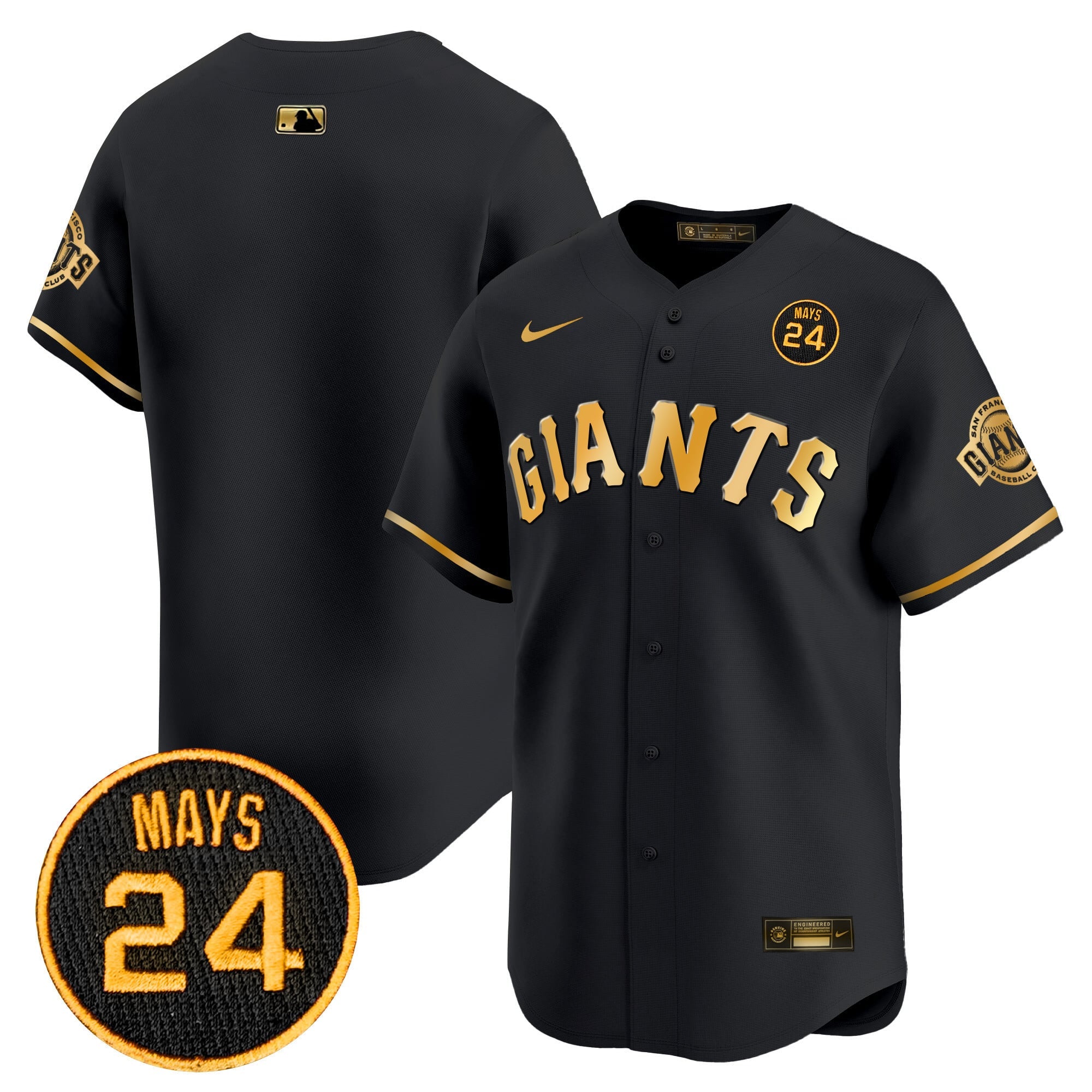 Men's San Francisco Giants 2024 Willie Mays Patch Vapor Premier Limited Jersey V3 - All Stitched