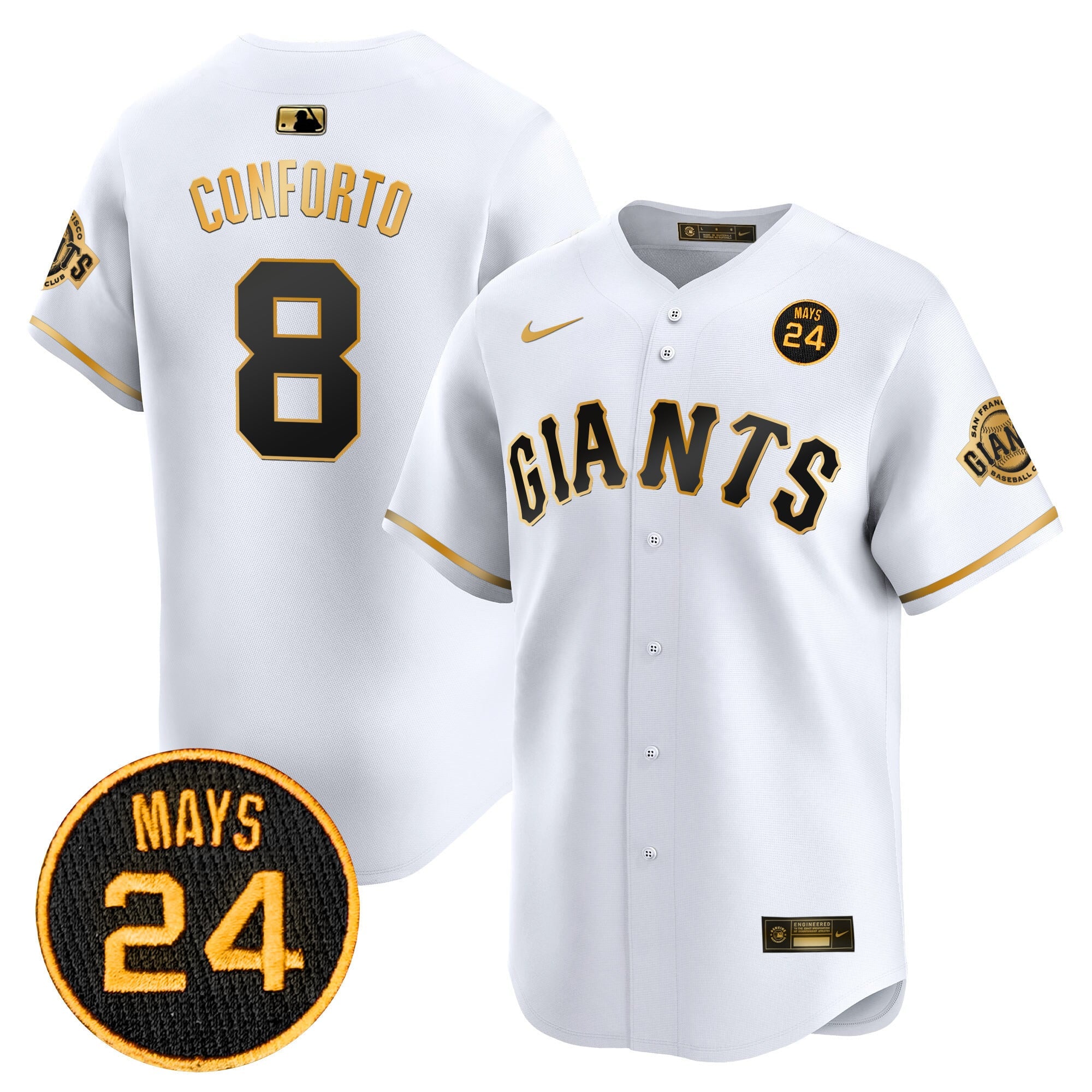 Men's San Francisco Giants 2024 Willie Mays Patch Vapor Premier Limited Jersey V3 - All Stitched