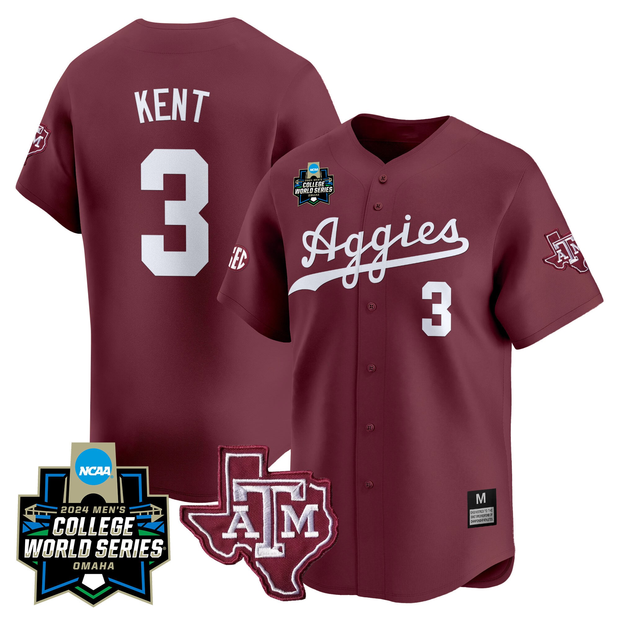 Men's Texas A&M Aggies 2024 College World Series Vapor Premier Limited Jersey - All Stitched