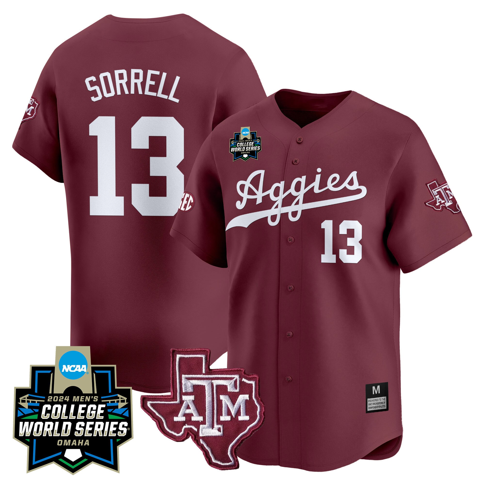 Men's Texas A&M Aggies 2024 College World Series Vapor Premier Limited Jersey - All Stitched