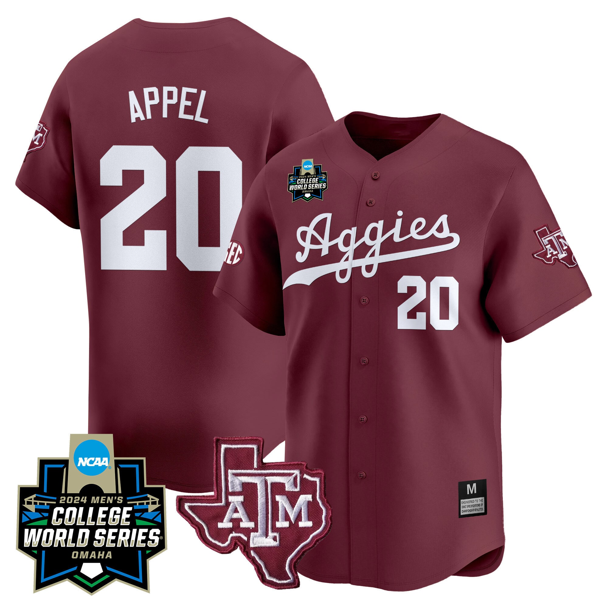 Men's Texas A&M Aggies 2024 College World Series Vapor Premier Limited Jersey - All Stitched