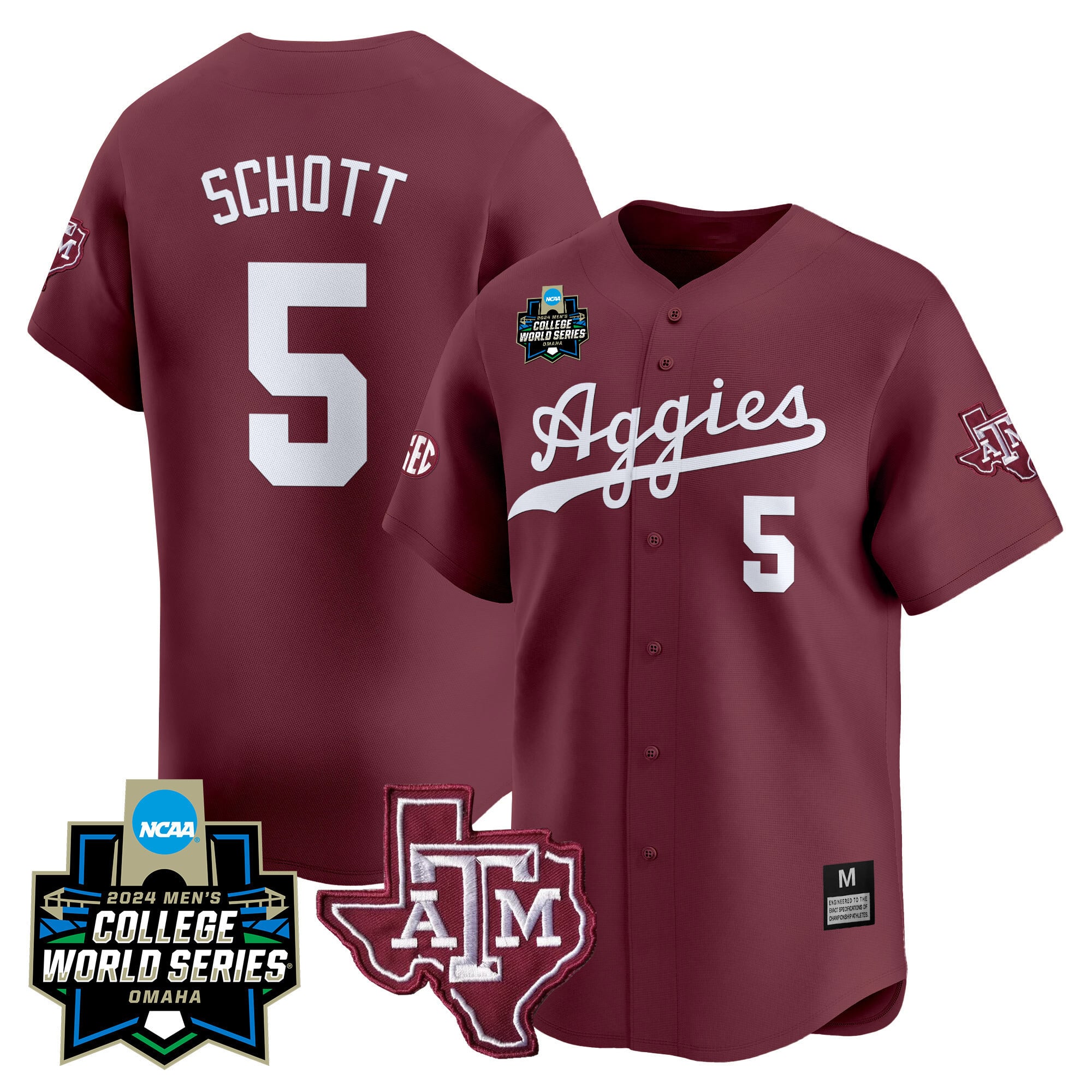 Men's Texas A&M Aggies 2024 College World Series Vapor Premier Limited Jersey - All Stitched