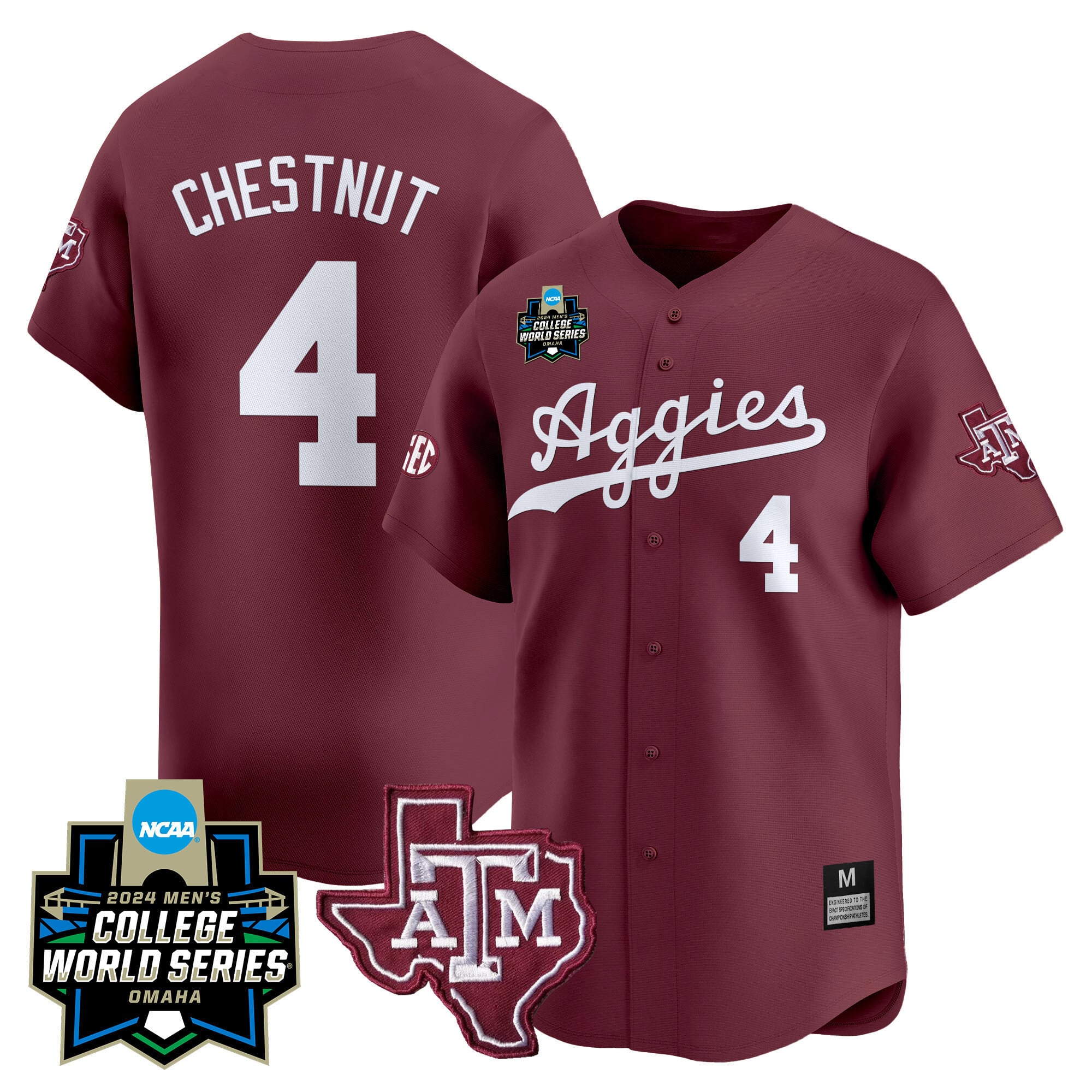 Men's Texas A&M Aggies 2024 College World Series Vapor Premier Limited Jersey - All Stitched