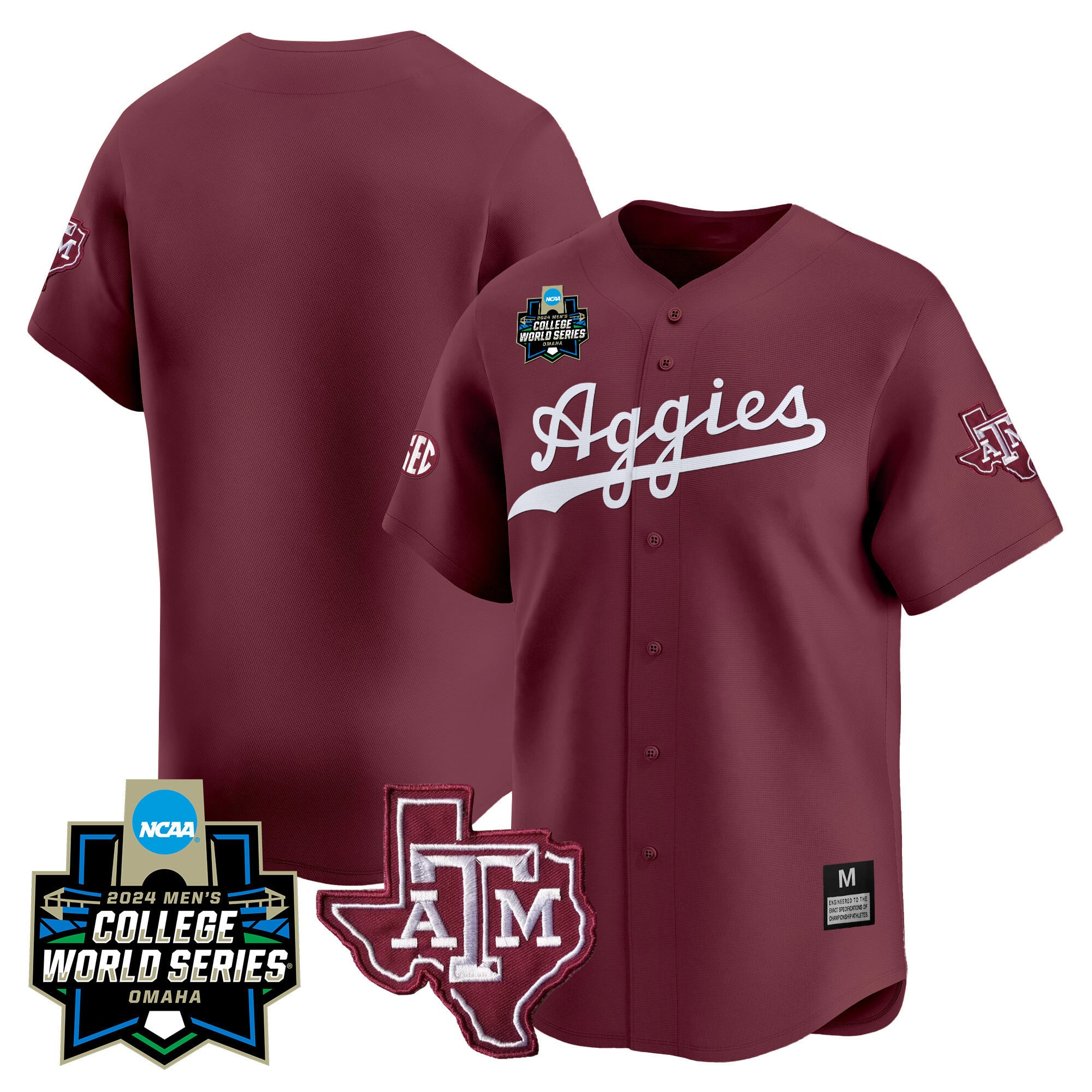 Men's Texas A&M Aggies 2024 College World Series Vapor Premier Limited Jersey - All Stitched