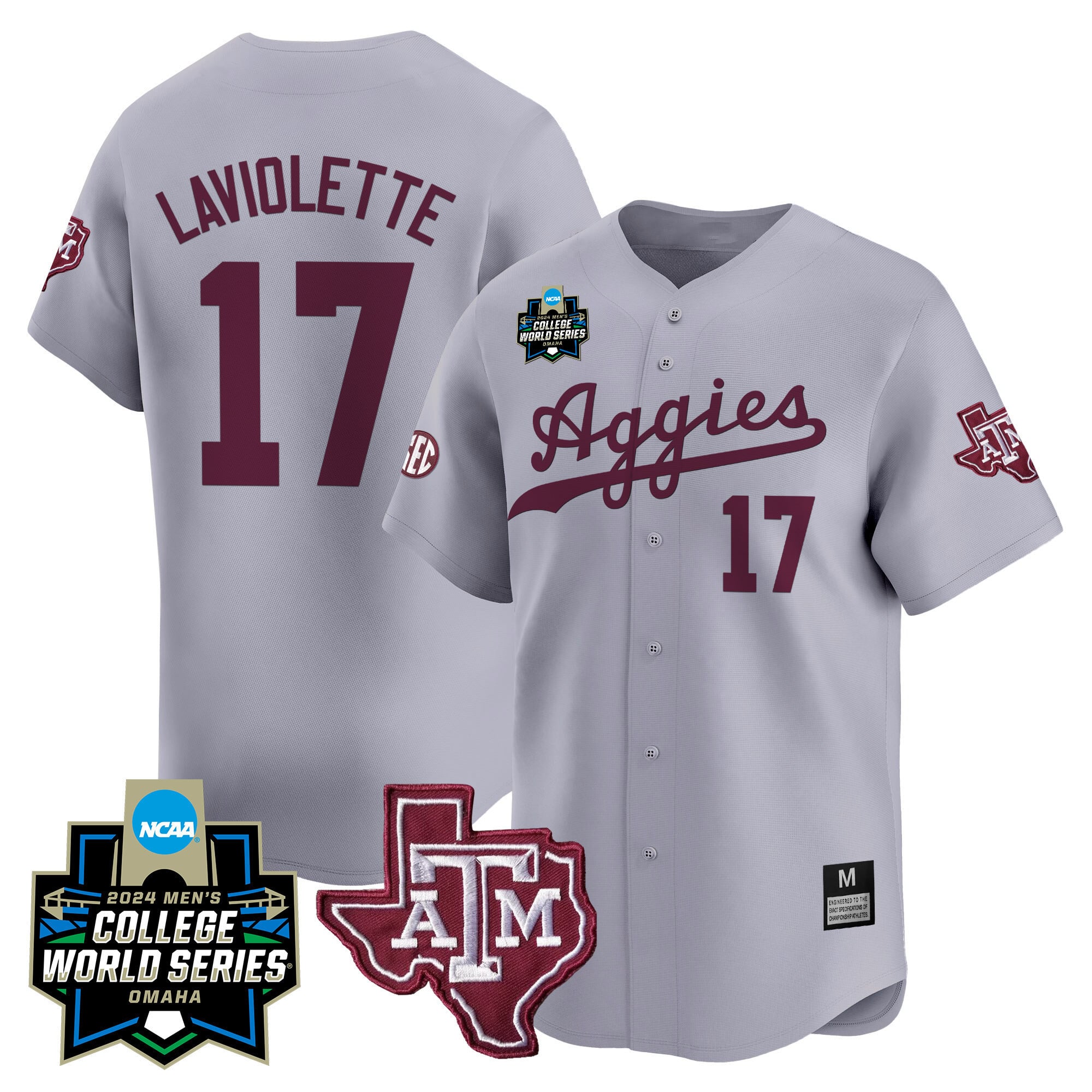 Men's Texas A&M Aggies 2024 College World Series Vapor Premier Limited Jersey - All Stitched