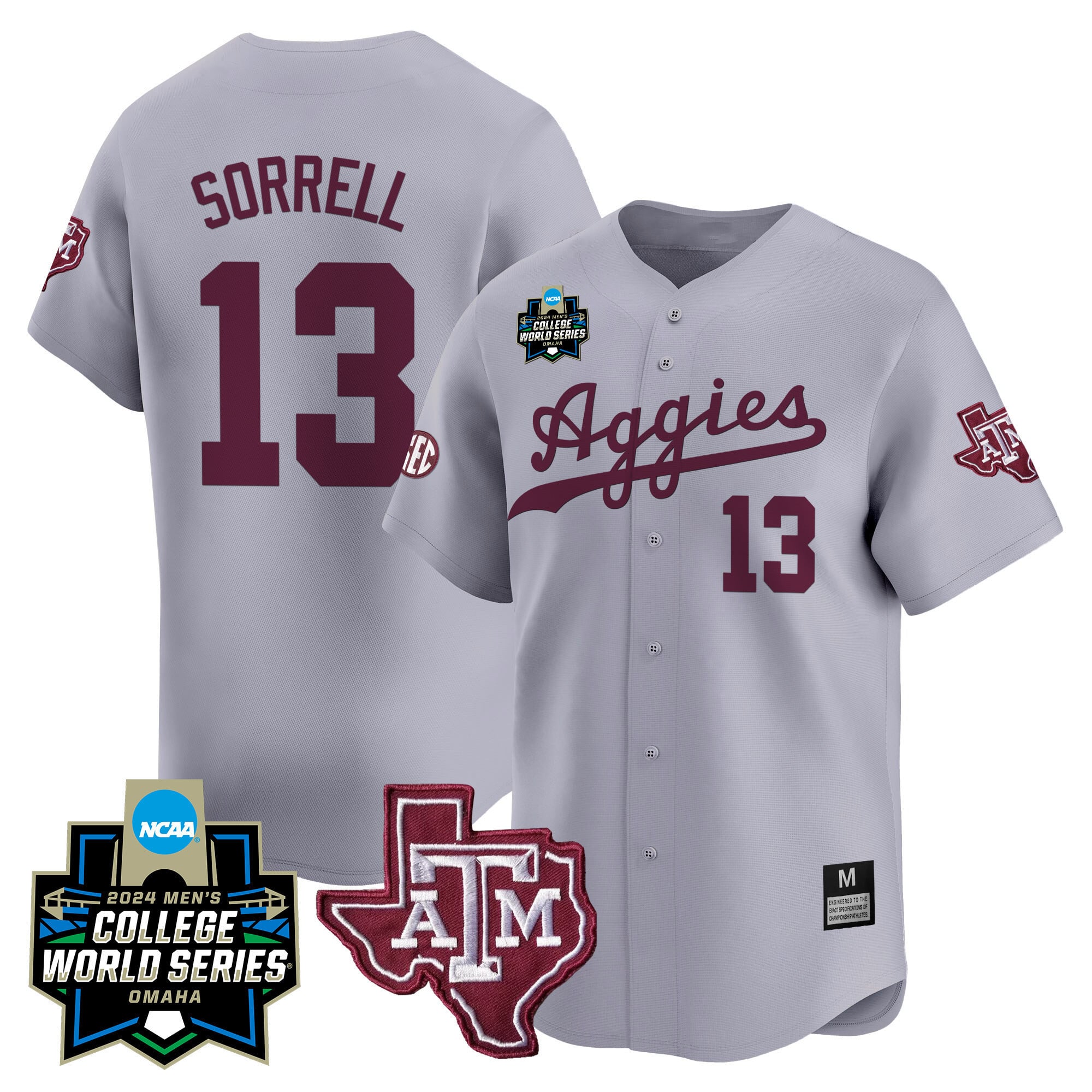 Men's Texas A&M Aggies 2024 College World Series Vapor Premier Limited Jersey - All Stitched