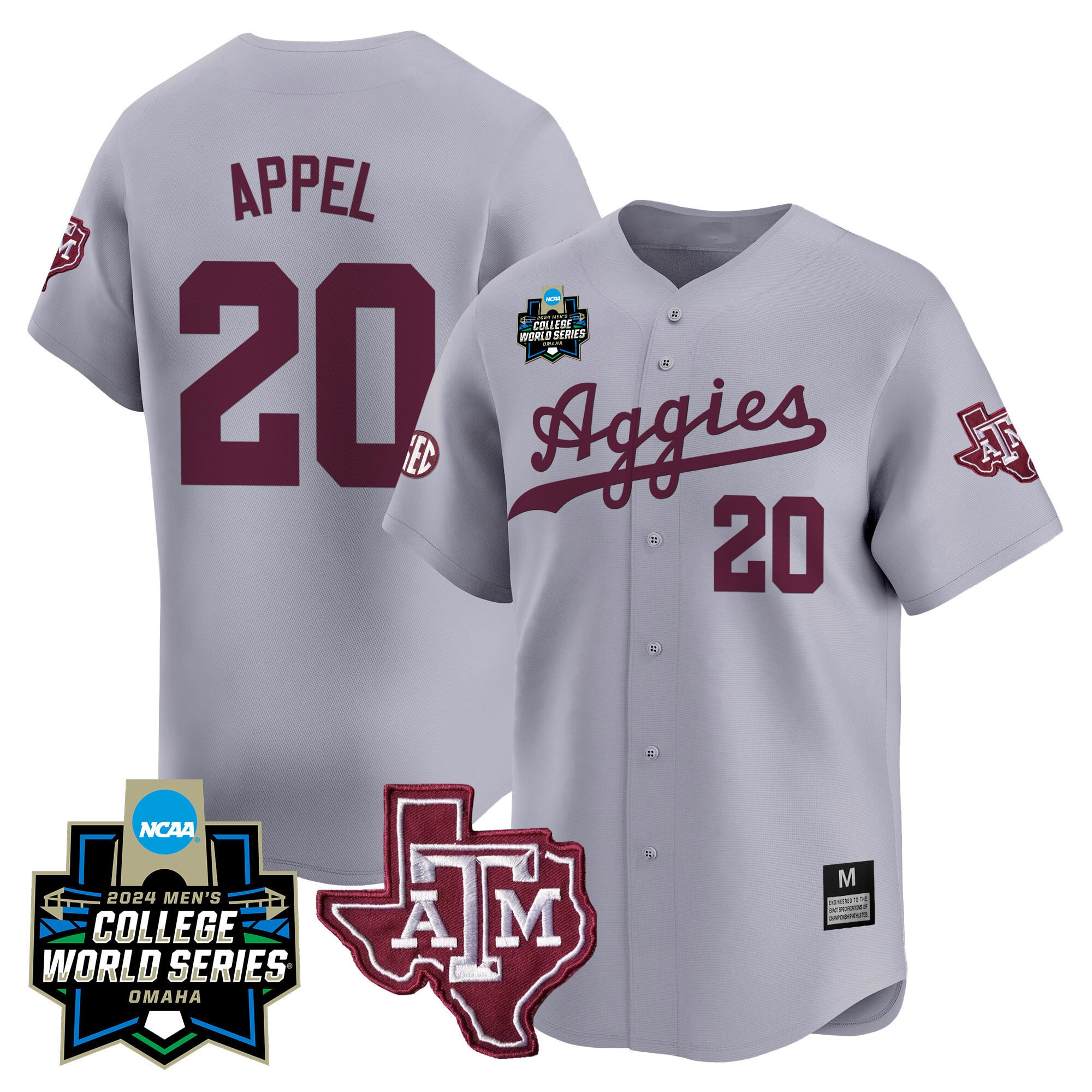 Men's Texas A&M Aggies 2024 College World Series Vapor Premier Limited Jersey - All Stitched