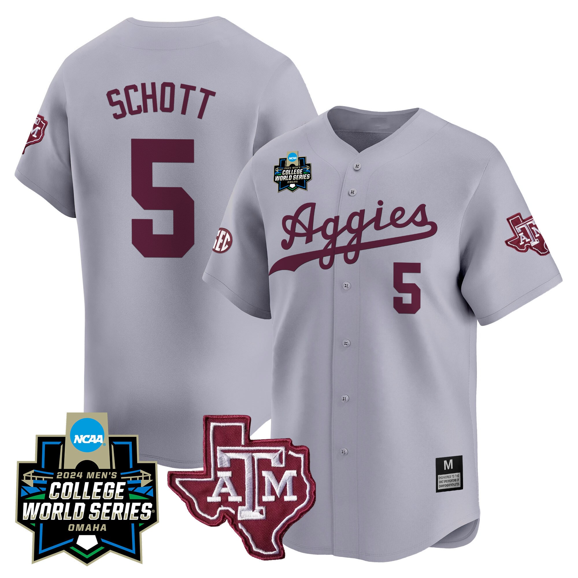 Men's Texas A&M Aggies 2024 College World Series Vapor Premier Limited Jersey - All Stitched