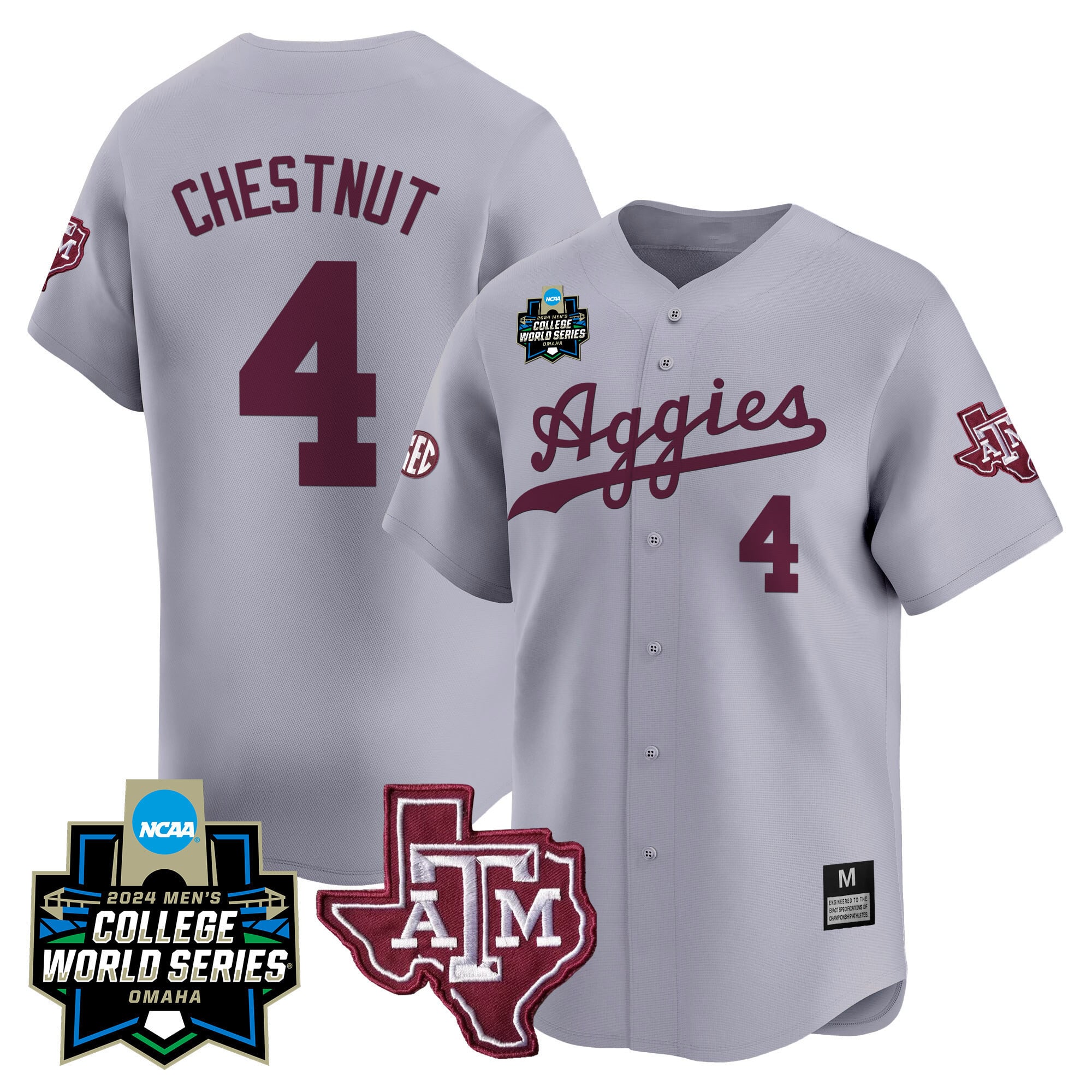 Men's Texas A&M Aggies 2024 College World Series Vapor Premier Limited Jersey - All Stitched