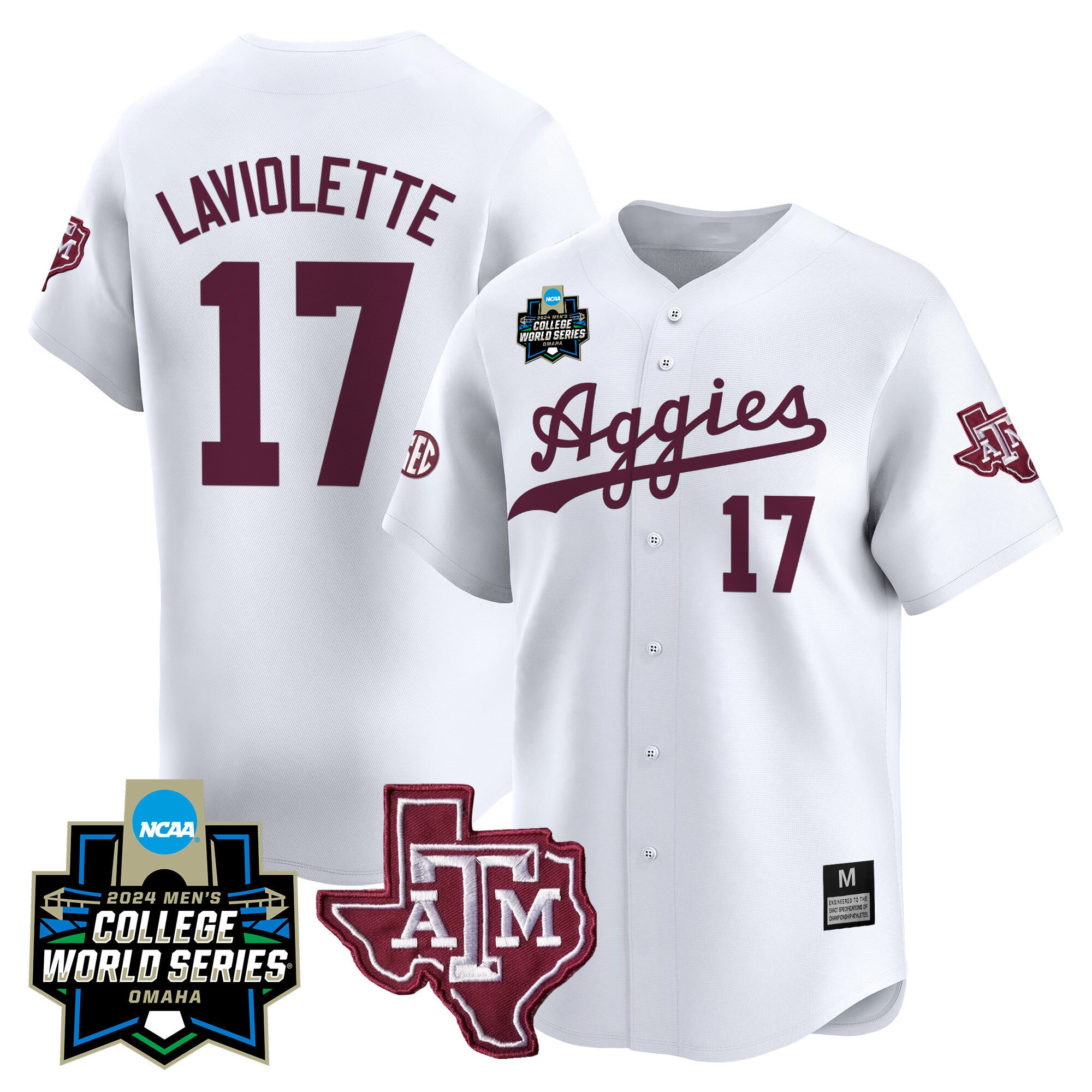Men's Texas A&M Aggies 2024 College World Series Vapor Premier Limited Jersey - All Stitched