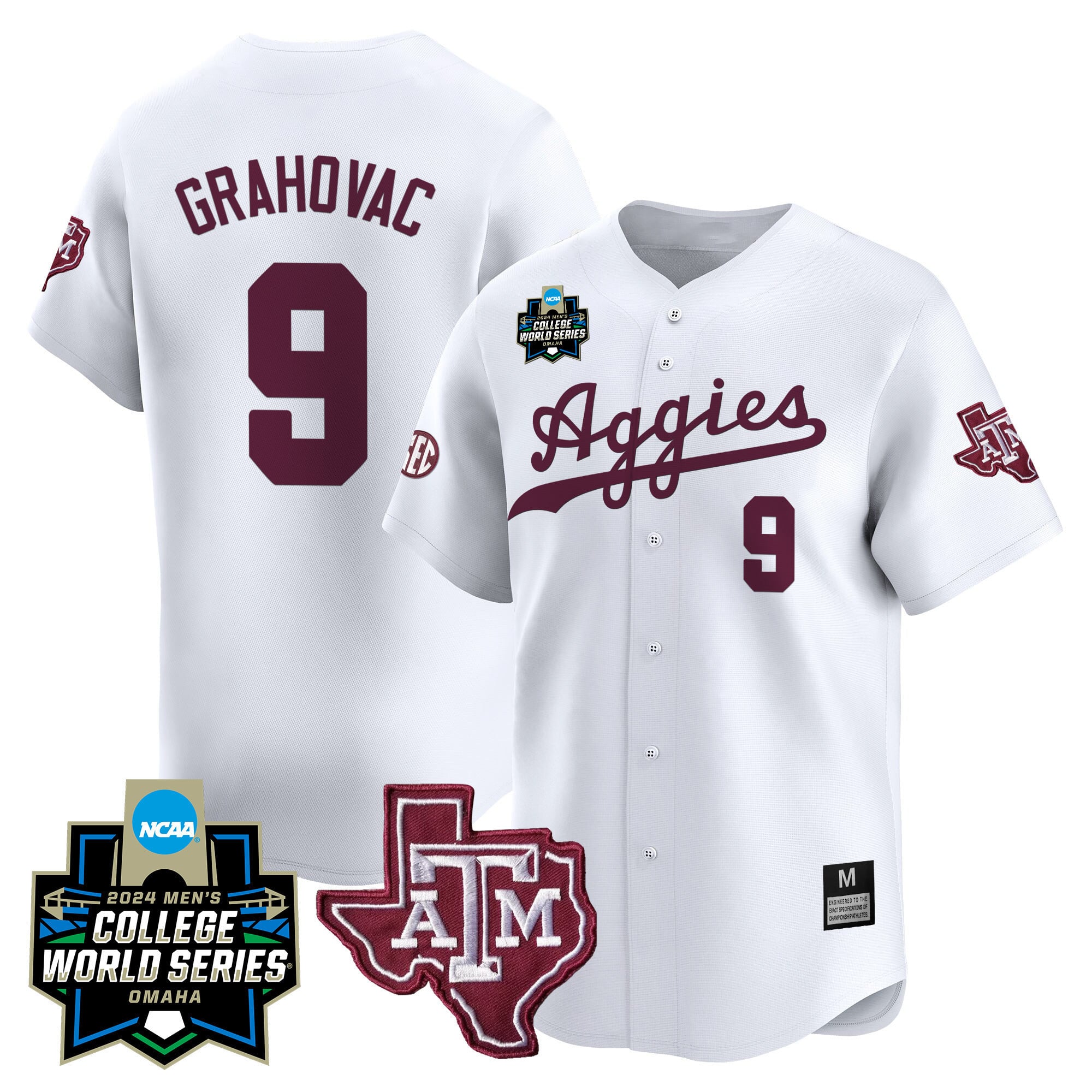 Men's Texas A&M Aggies 2024 College World Series Vapor Premier Limited Jersey - All Stitched