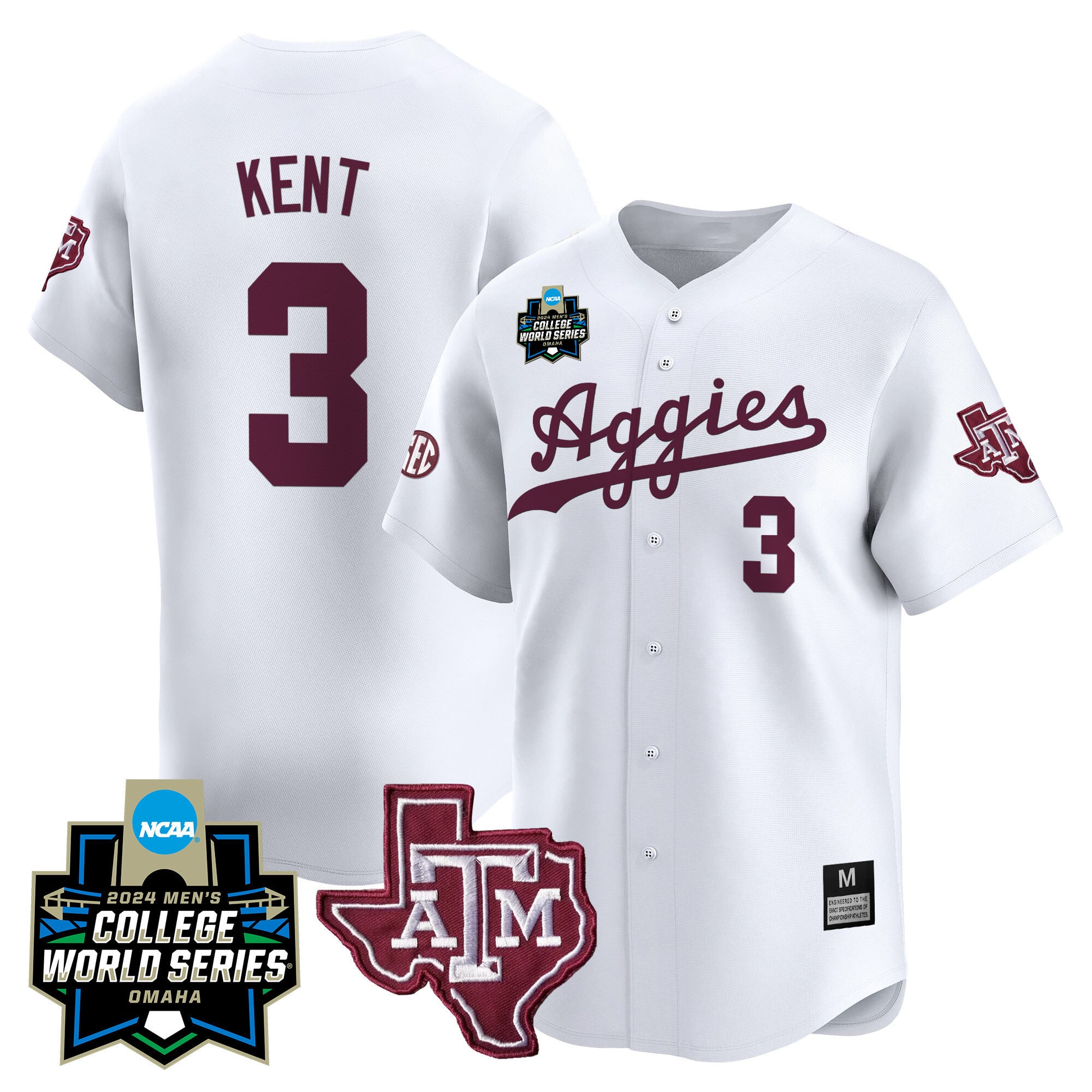 Men's Texas A&M Aggies 2024 College World Series Vapor Premier Limited Jersey - All Stitched