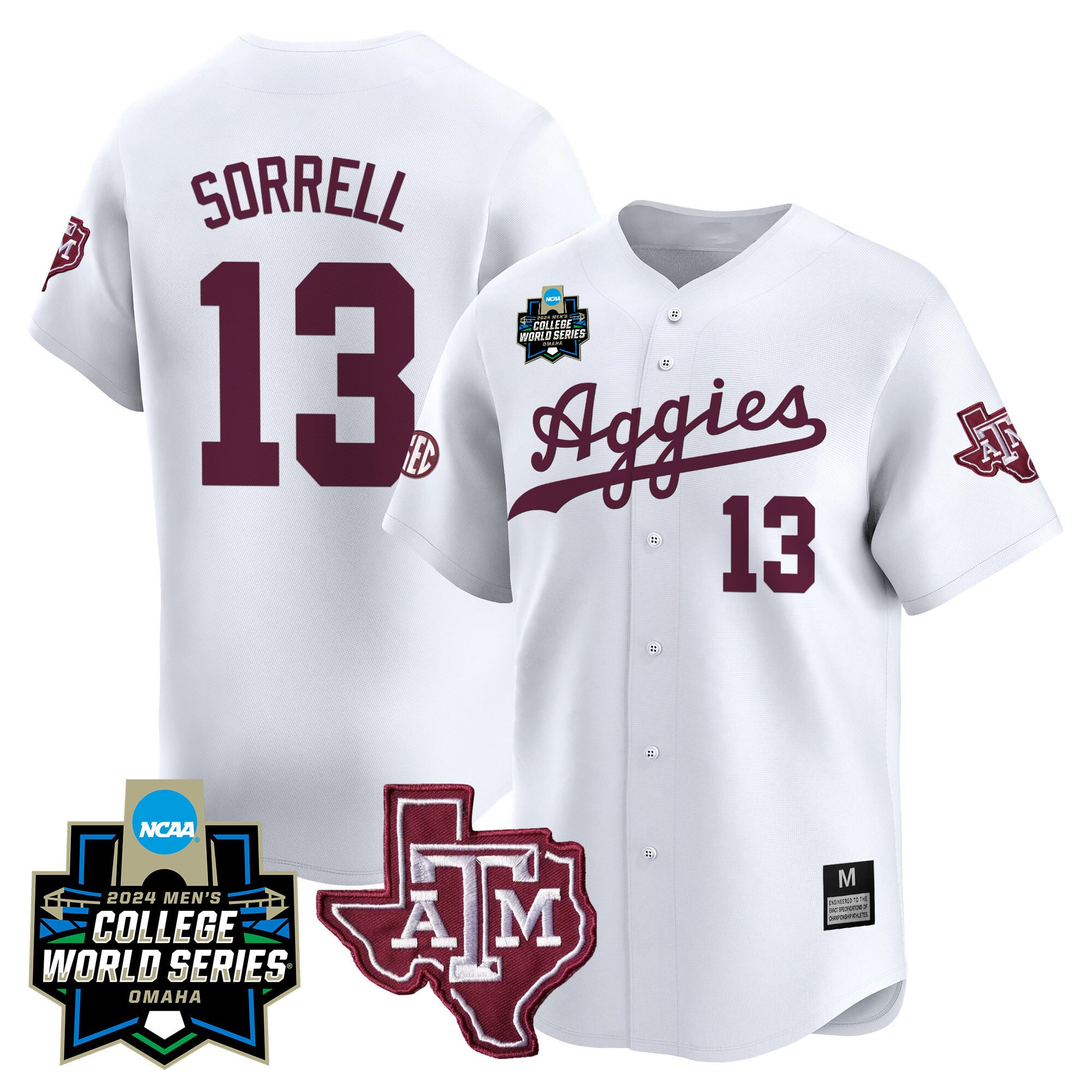 Men's Texas A&M Aggies 2024 College World Series Vapor Premier Limited Jersey - All Stitched