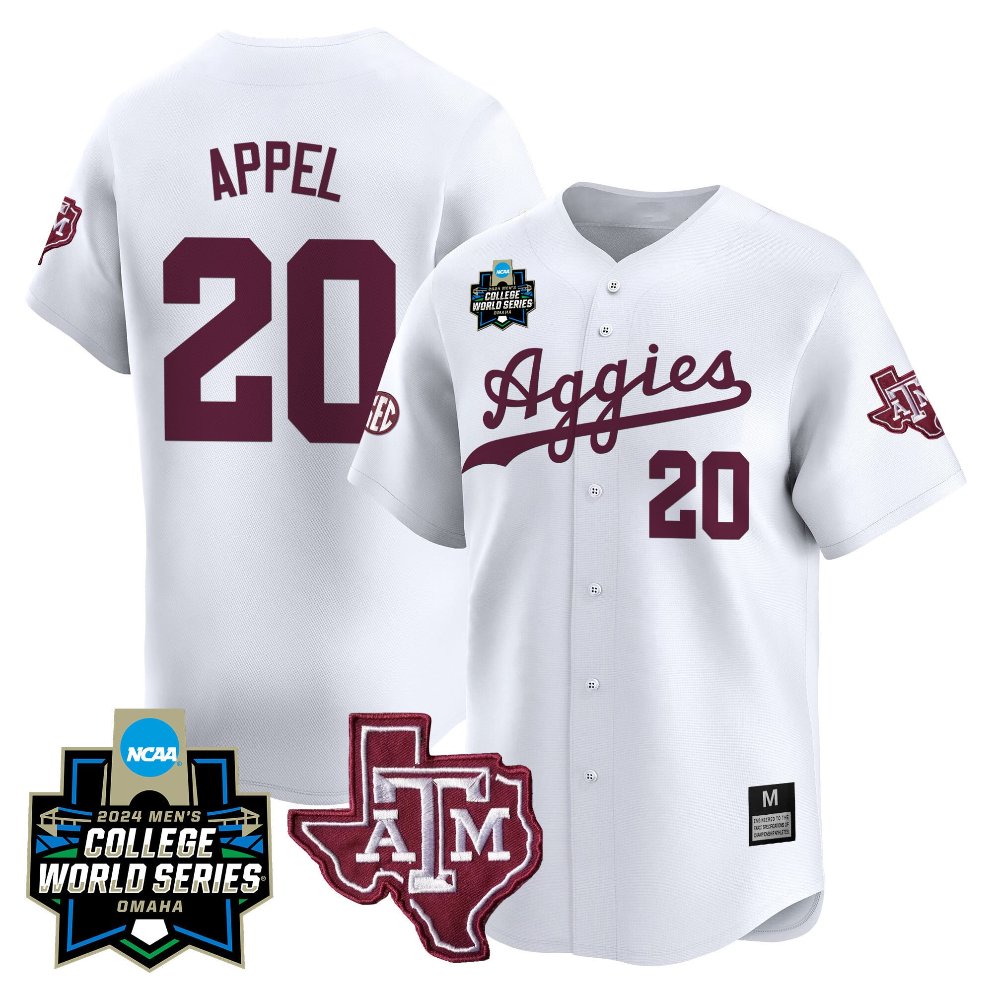 Men's Texas A&M Aggies 2024 College World Series Vapor Premier Limited Jersey - All Stitched