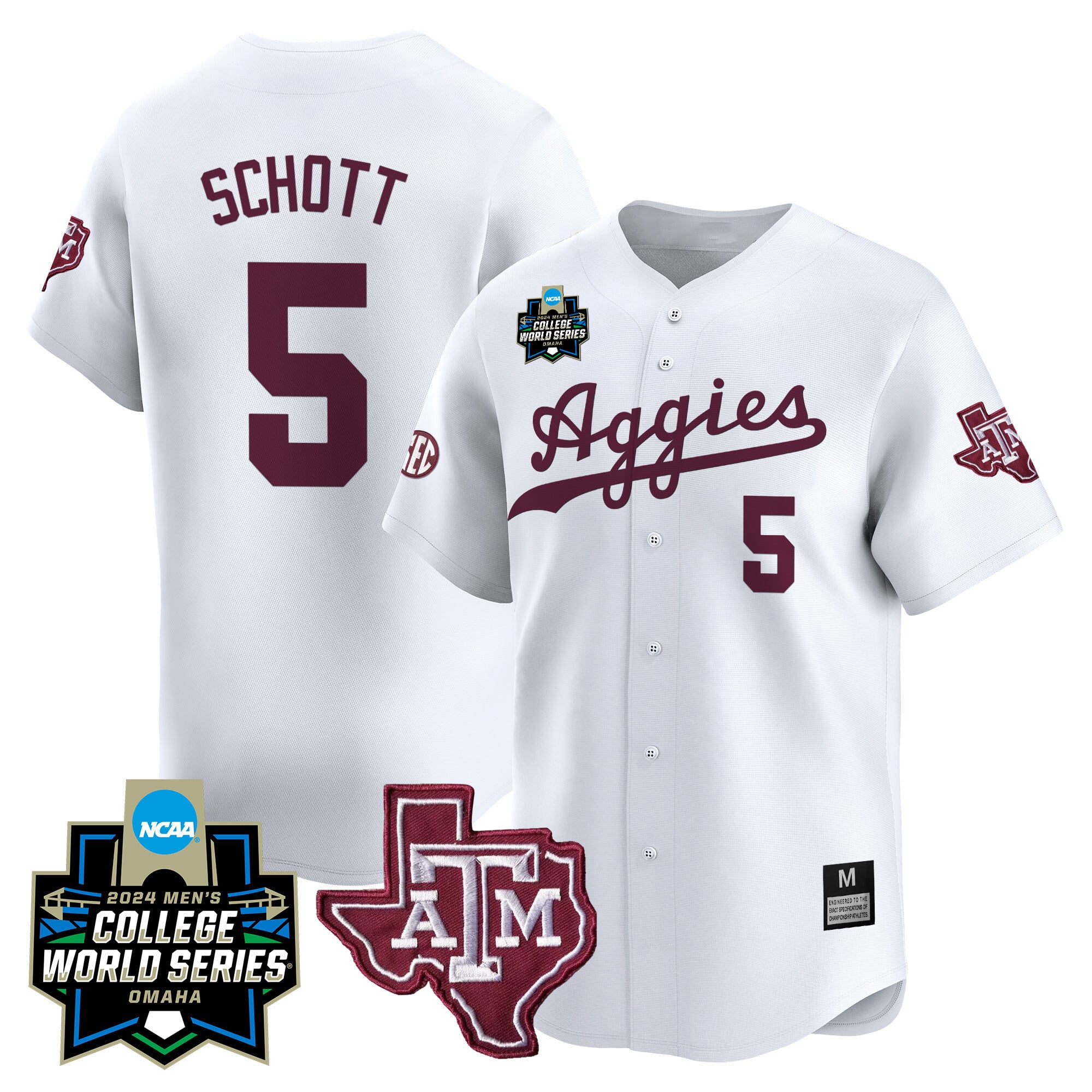 Men's Texas A&M Aggies 2024 College World Series Vapor Premier Limited Jersey - All Stitched