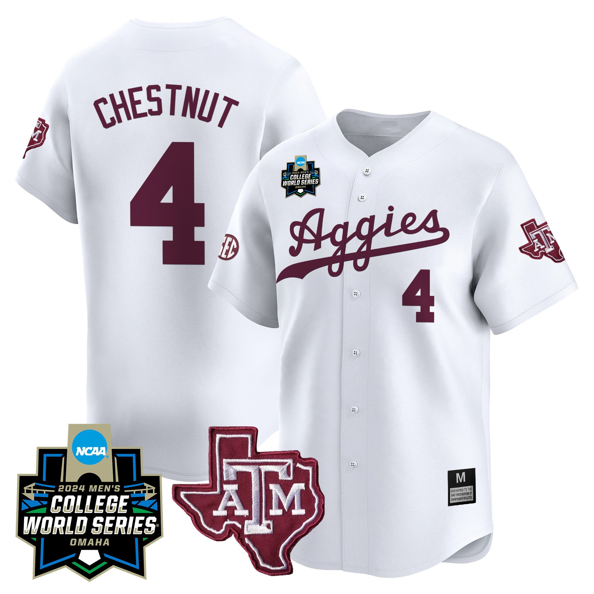 Men's Texas A&M Aggies 2024 College World Series Vapor Premier Limited Jersey - All Stitched