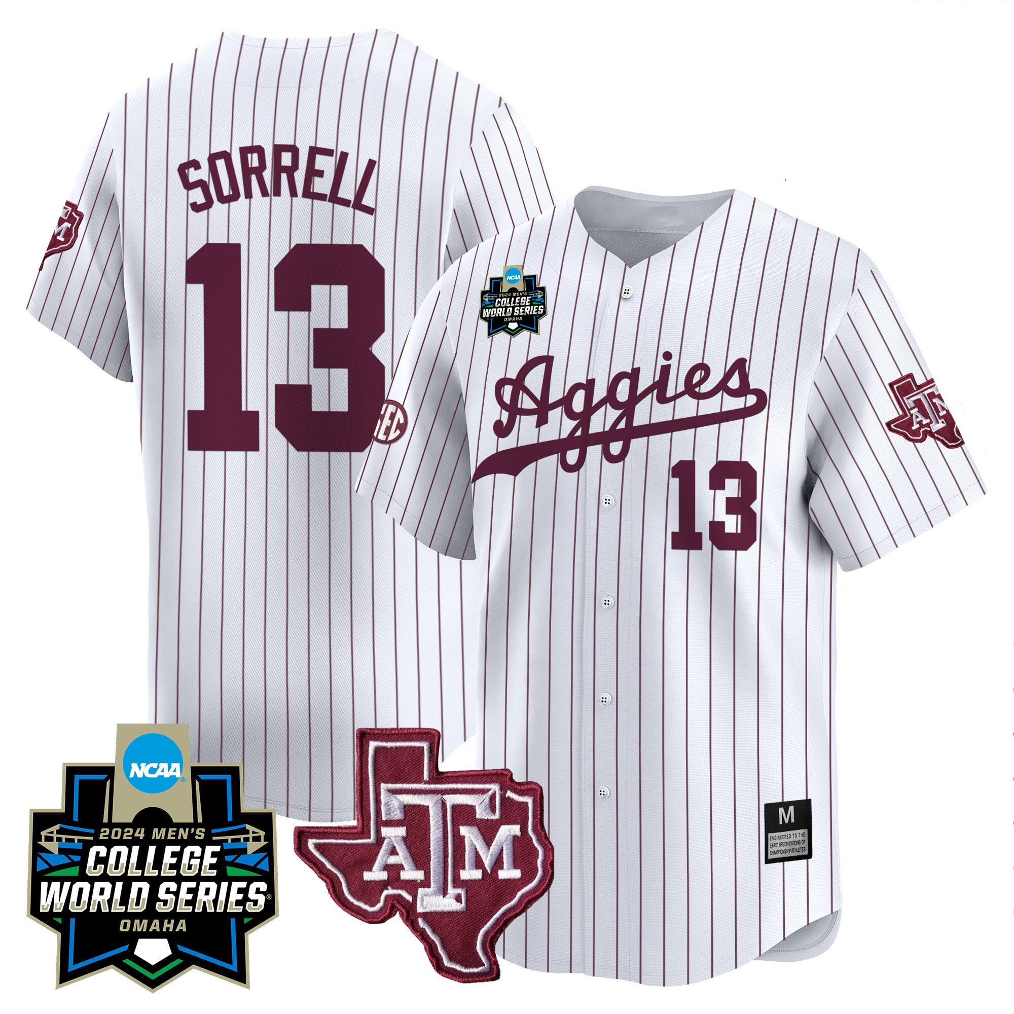 Men's Texas A&M Aggies 2024 College World Series Vapor Premier Limited Jersey - All Stitched