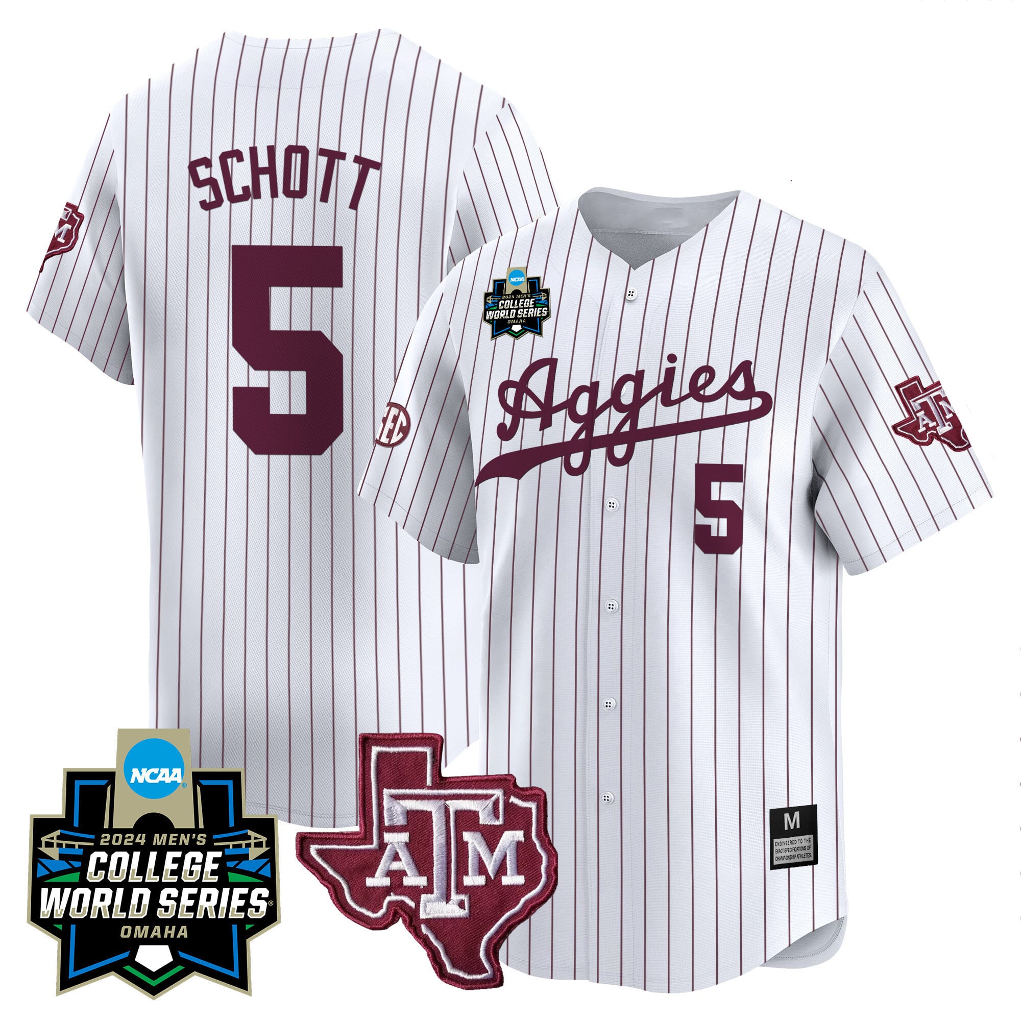 Men's Texas A&M Aggies 2024 College World Series Vapor Premier Limited Jersey - All Stitched