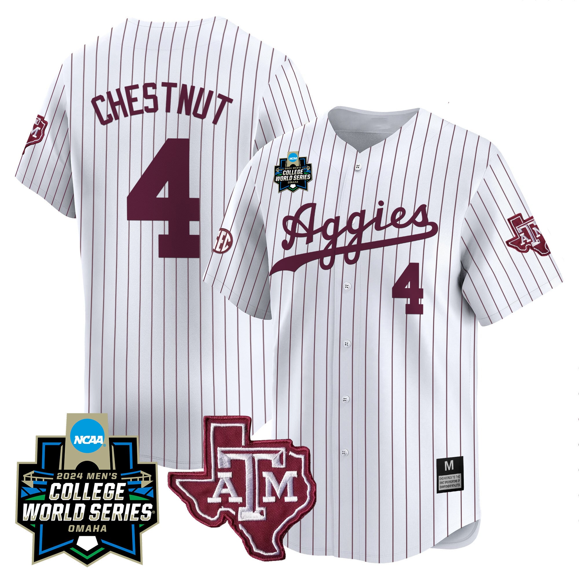 Men's Texas A&M Aggies 2024 College World Series Vapor Premier Limited Jersey - All Stitched