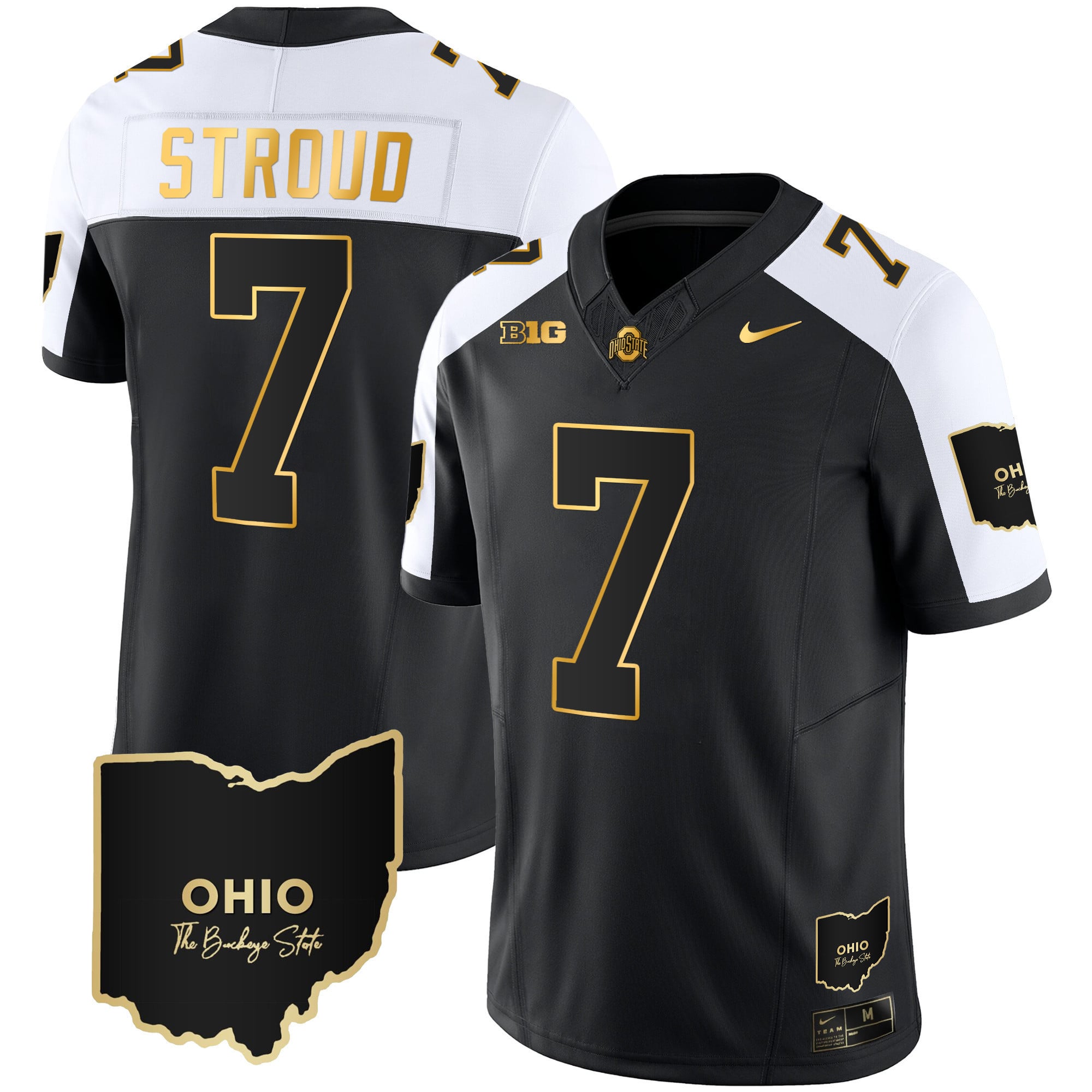 Men's Ohio State Buckeyes 2023 Vapor Limited Gold Jersey - Ohio Patch - All Stitched