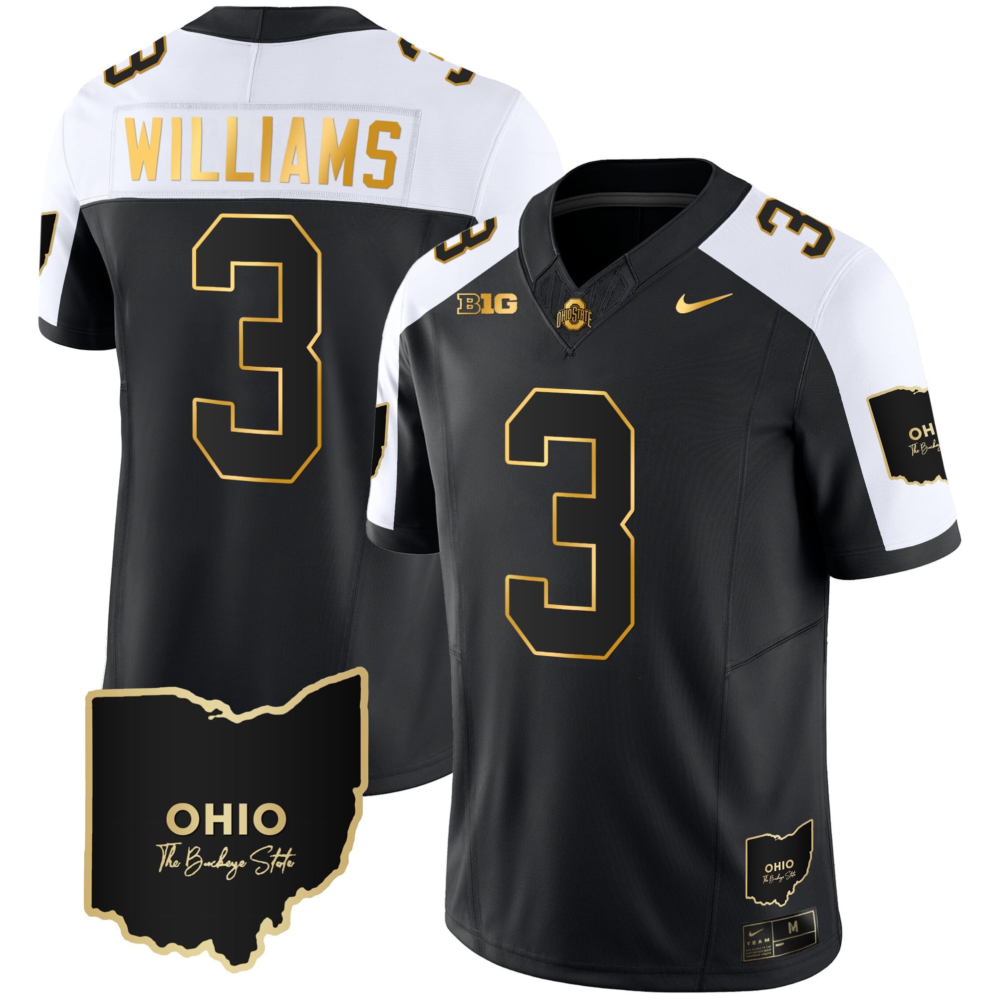 Men's Ohio State Buckeyes 2023 Vapor Limited Gold Jersey - Ohio Patch - All Stitched
