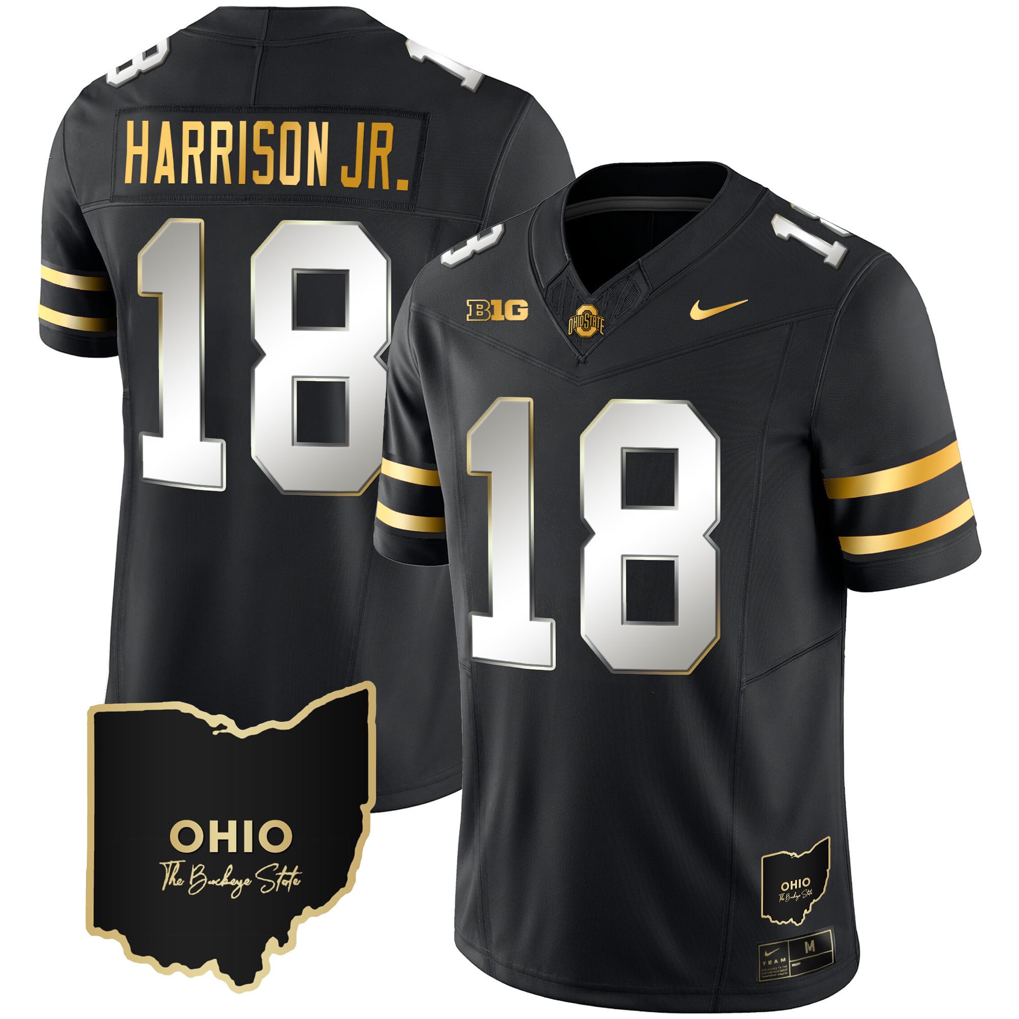Men's Ohio State Buckeyes 2023 Vapor Limited Gold Jersey - Ohio Patch - All Stitched
