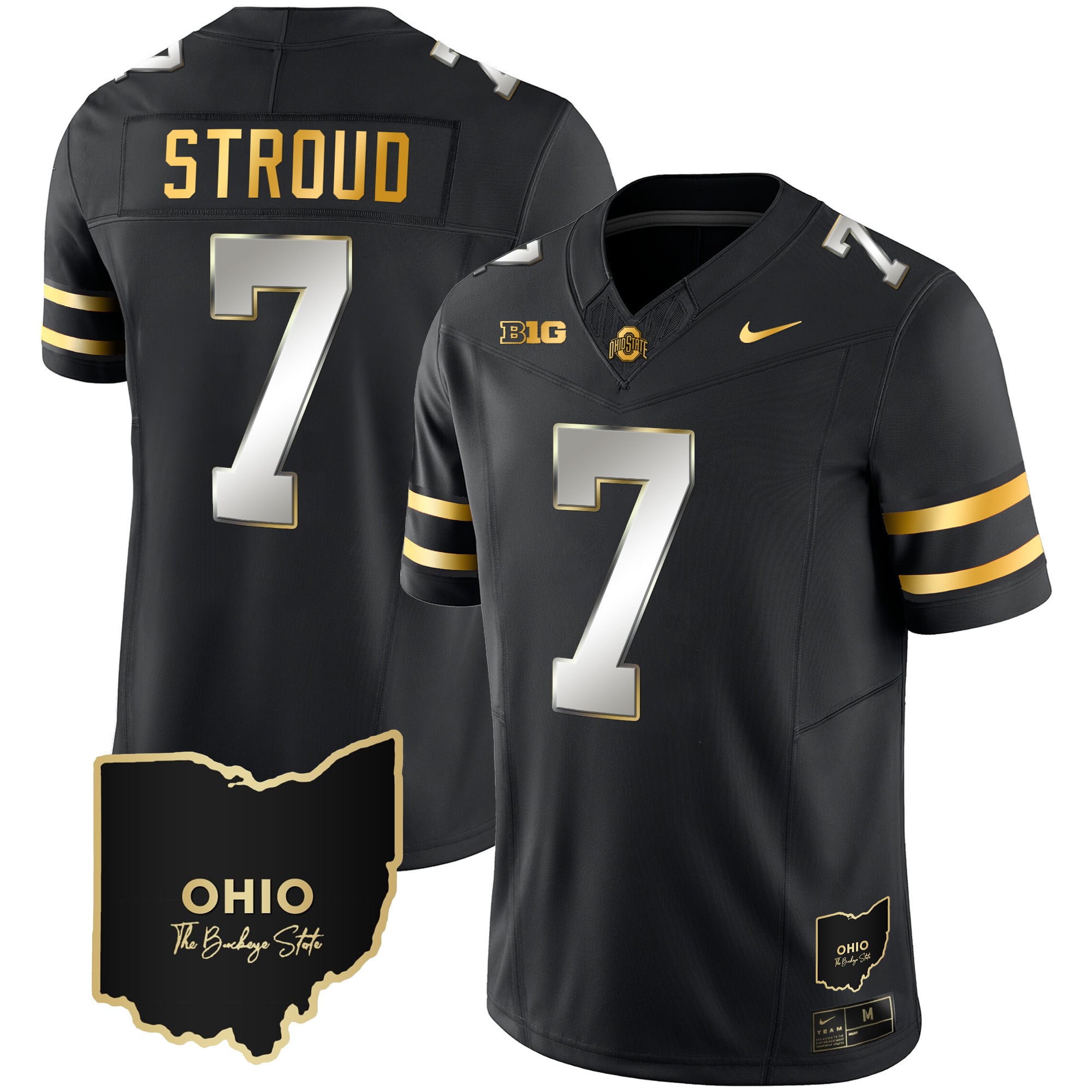 Men's Ohio State Buckeyes 2023 Vapor Limited Gold Jersey - Ohio Patch - All Stitched