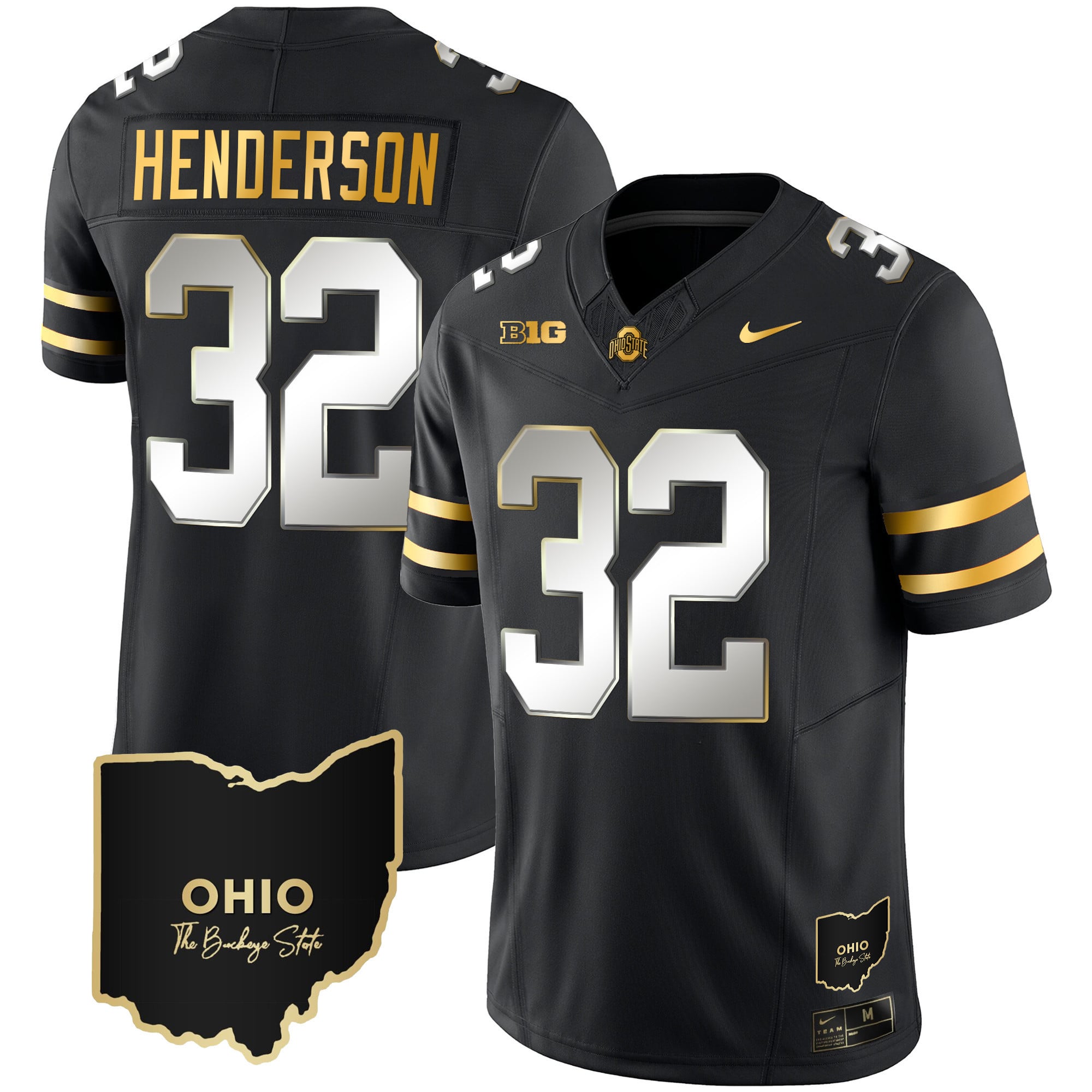 Men's Ohio State Buckeyes 2023 Vapor Limited Gold Jersey - Ohio Patch - All Stitched