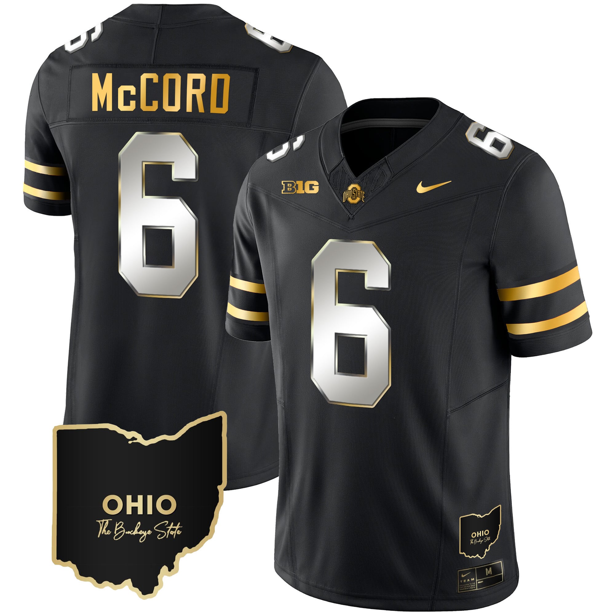 Men's Ohio State Buckeyes 2023 Vapor Limited Gold Jersey - Ohio Patch - All Stitched