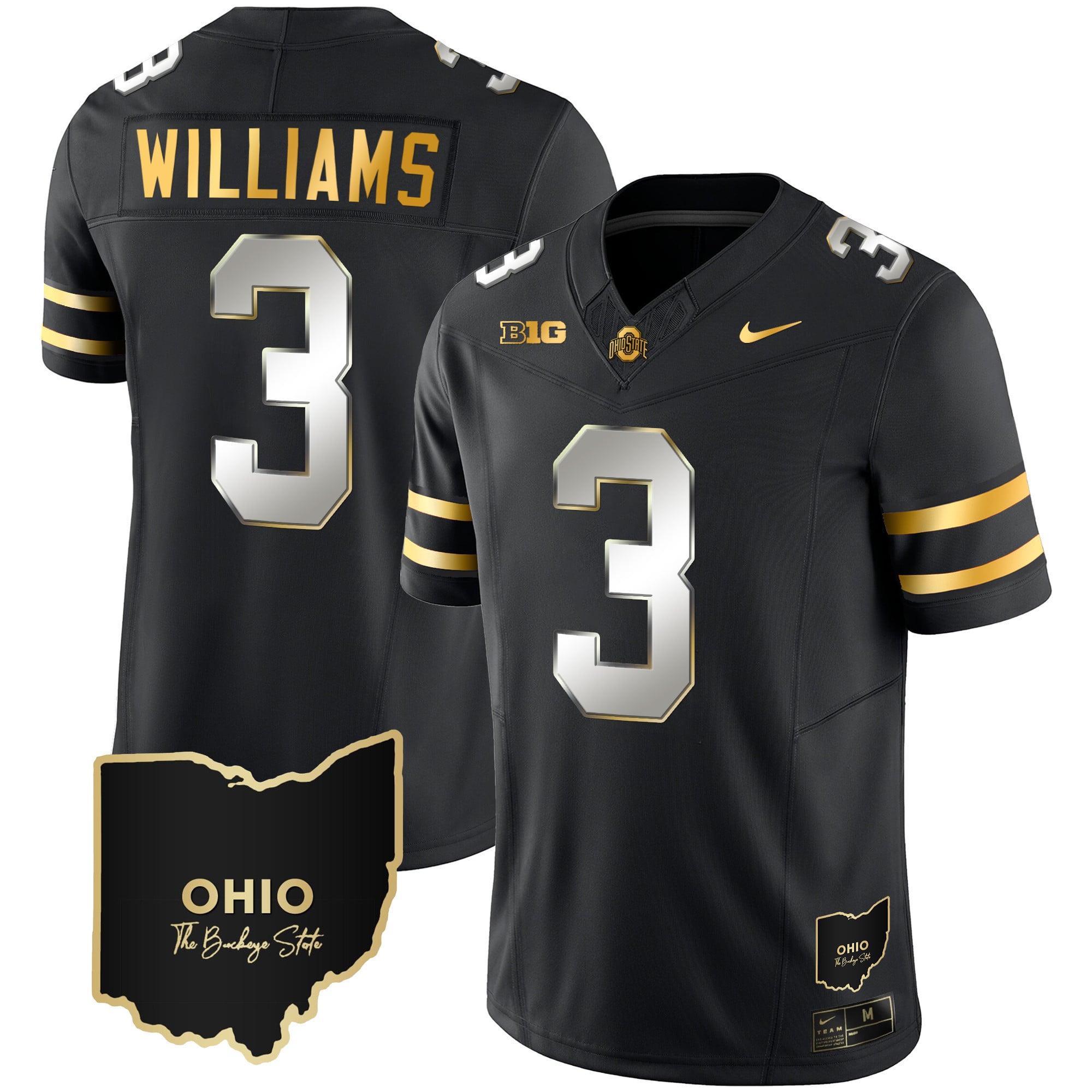 Men's Ohio State Buckeyes 2023 Vapor Limited Gold Jersey - Ohio Patch - All Stitched