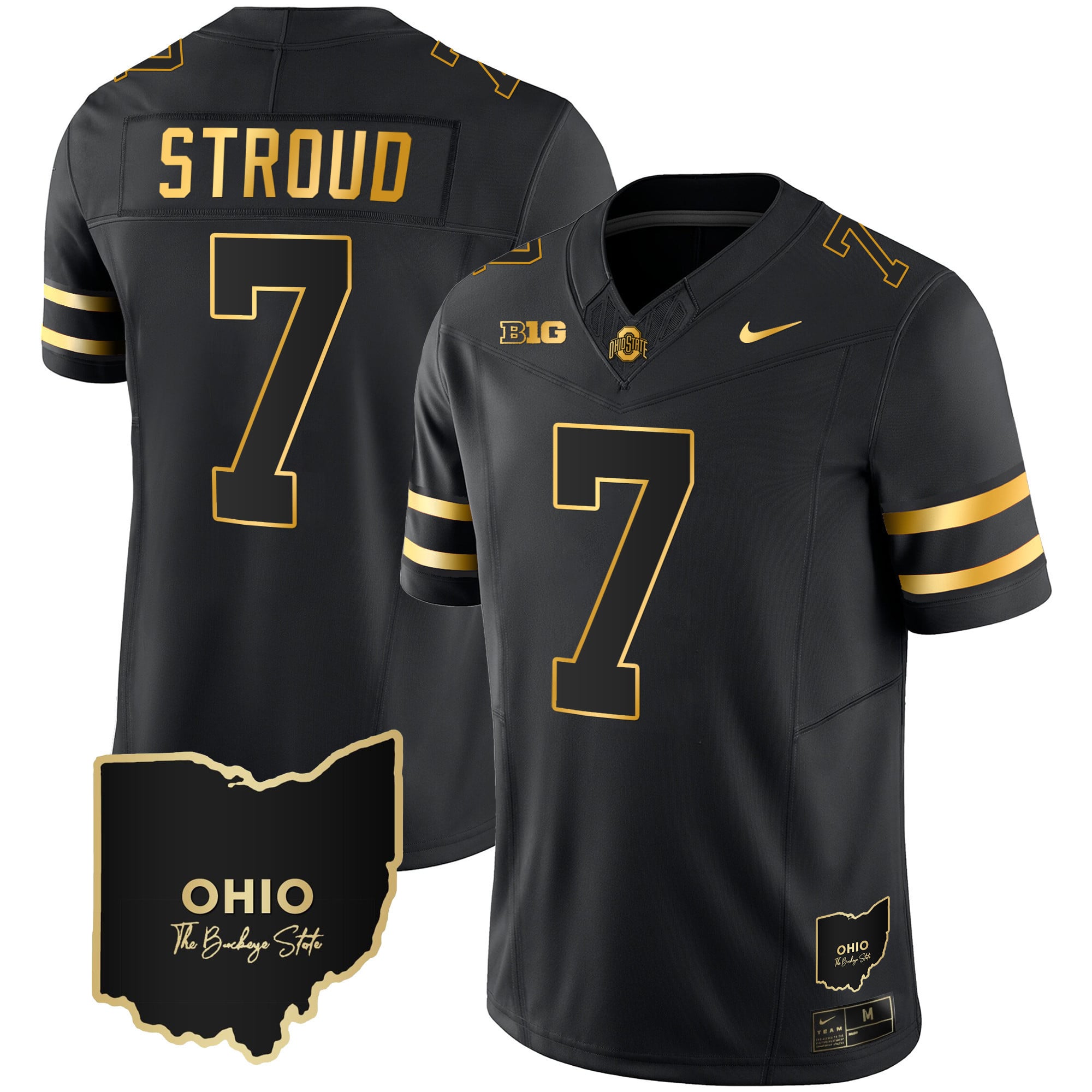 Men's Ohio State Buckeyes 2023 Vapor Limited Gold Jersey - Ohio Patch - All Stitched