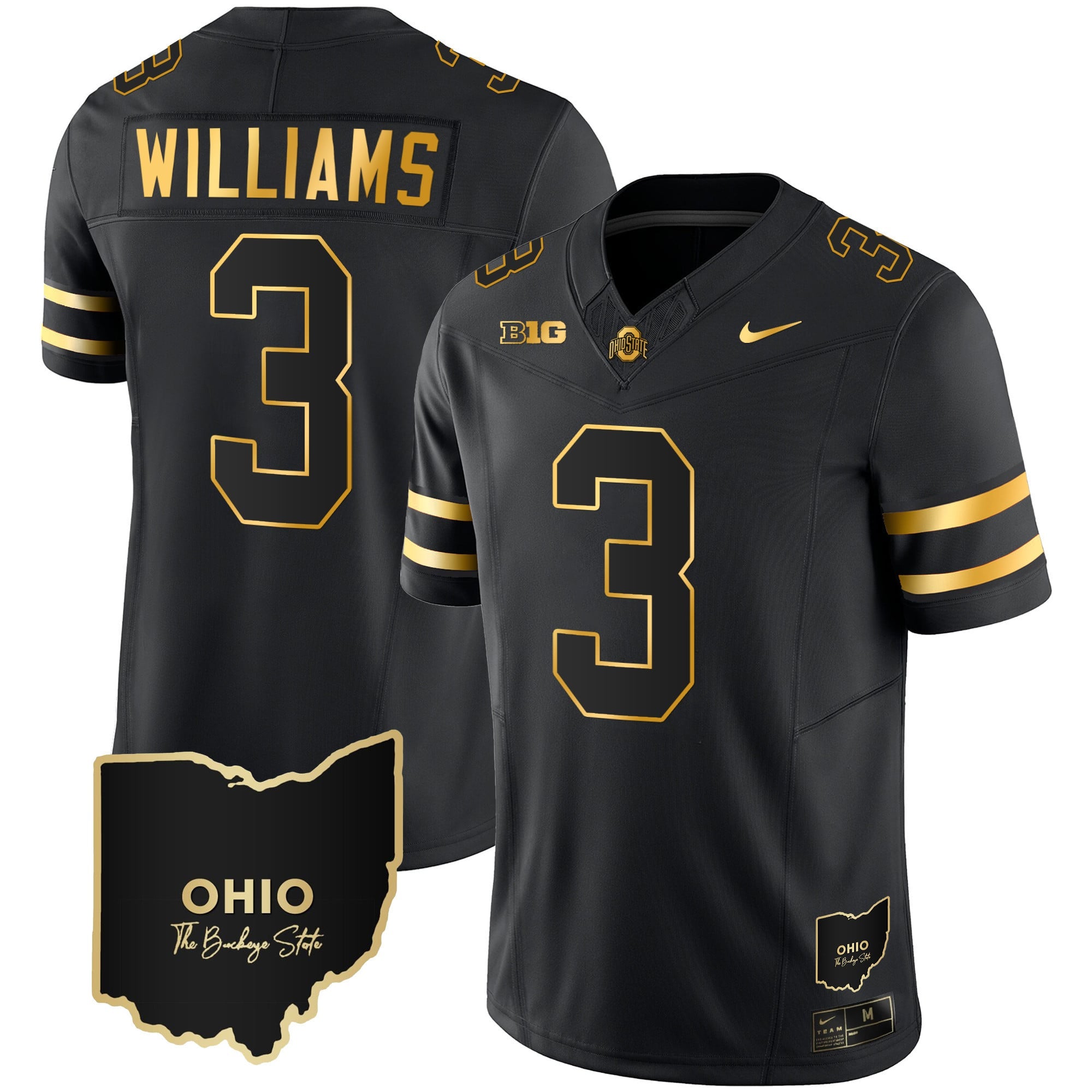 Men's Ohio State Buckeyes 2023 Vapor Limited Gold Jersey - Ohio Patch - All Stitched