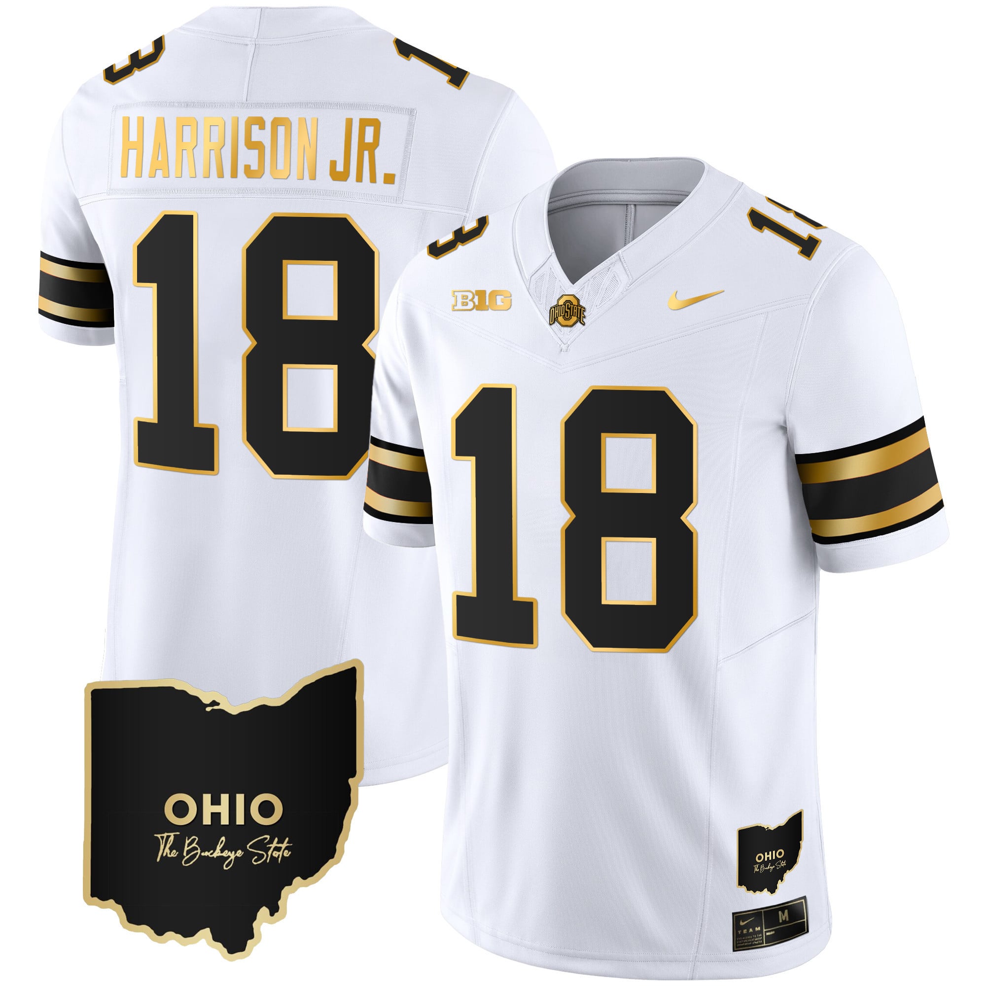 Men's Ohio State Buckeyes 2023 Vapor Limited Gold Jersey - Ohio Patch - All Stitched