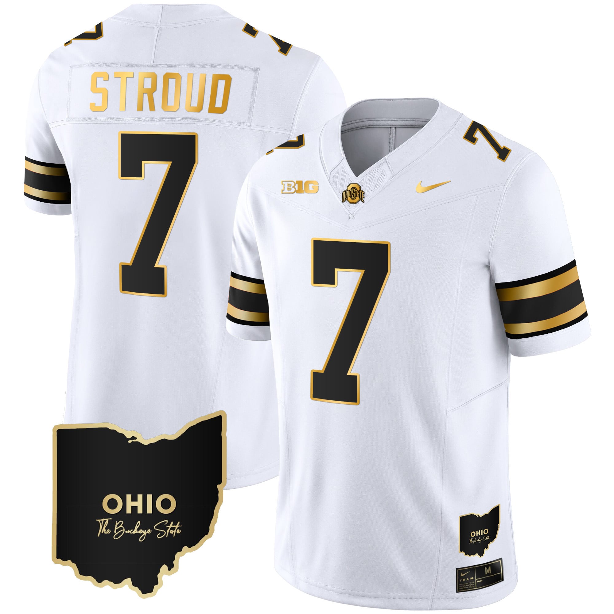 Men's Ohio State Buckeyes 2023 Vapor Limited Gold Jersey - Ohio Patch - All Stitched
