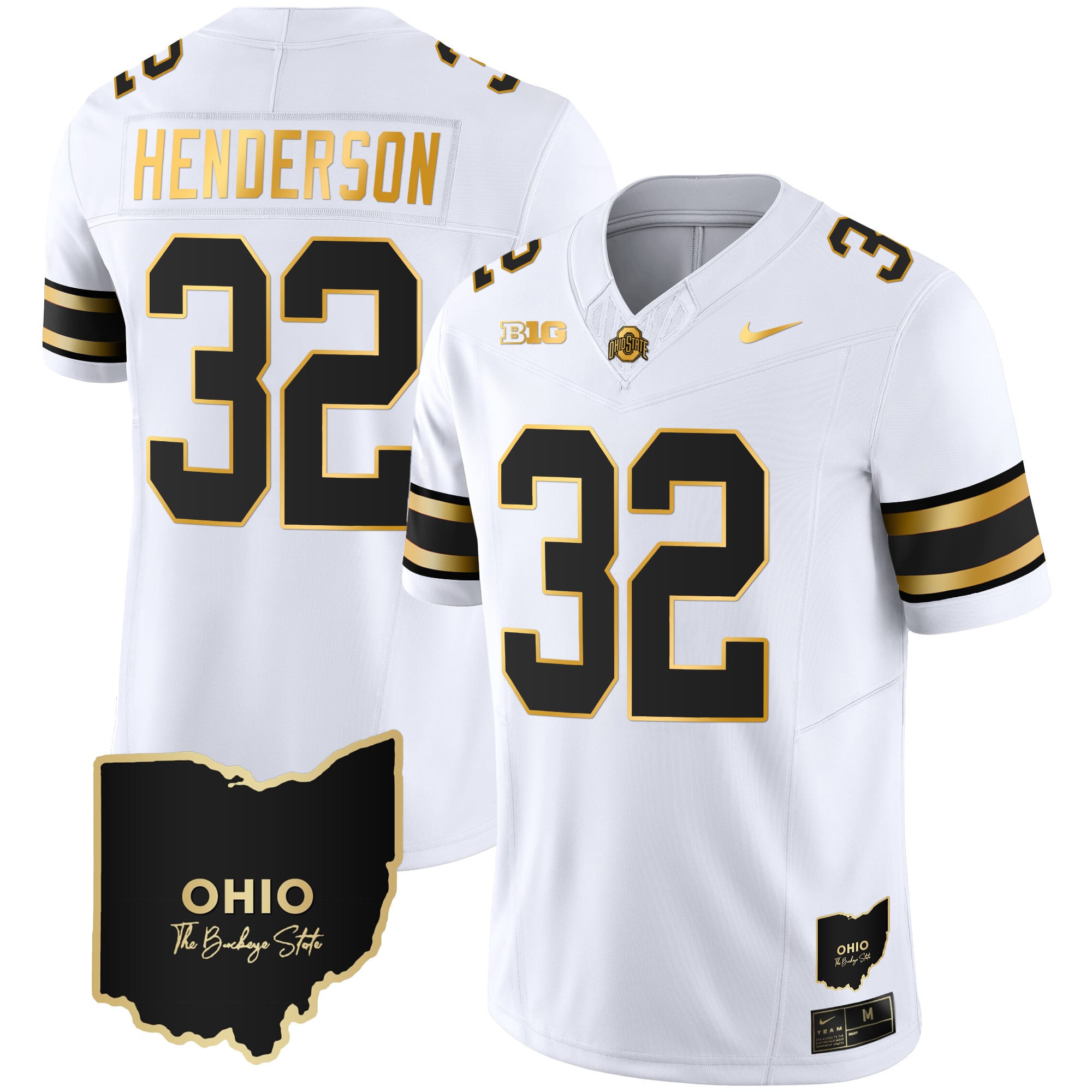 Men's Ohio State Buckeyes 2023 Vapor Limited Gold Jersey - Ohio Patch - All Stitched