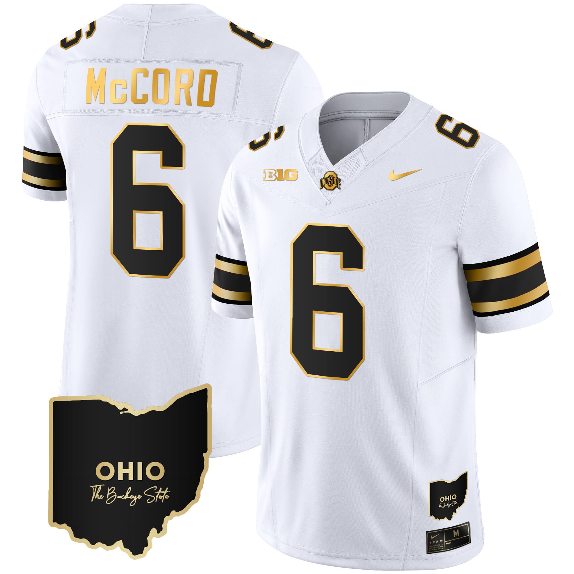 Men's Ohio State Buckeyes 2023 Vapor Limited Gold Jersey - Ohio Patch - All Stitched