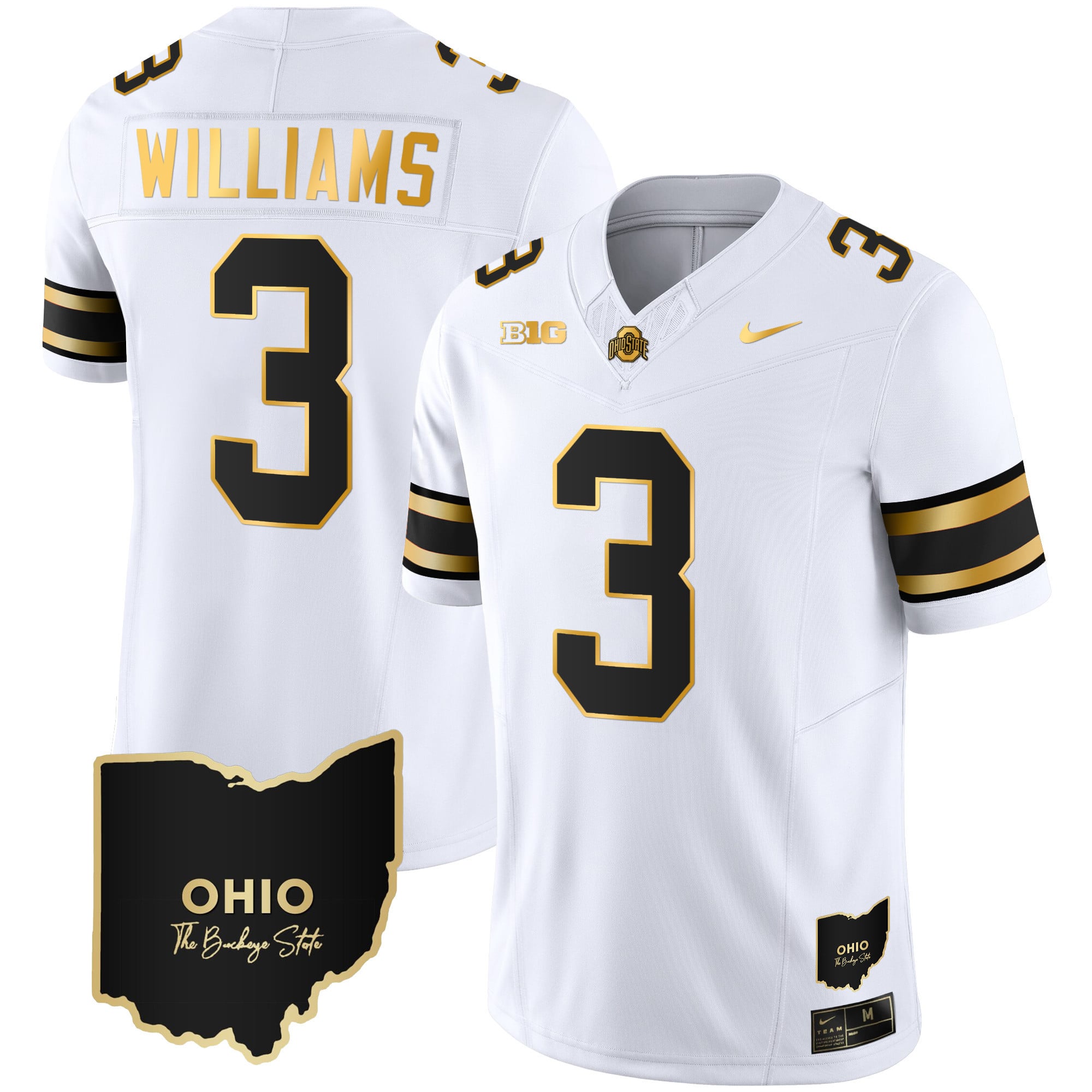 Men's Ohio State Buckeyes 2023 Vapor Limited Gold Jersey - Ohio Patch - All Stitched