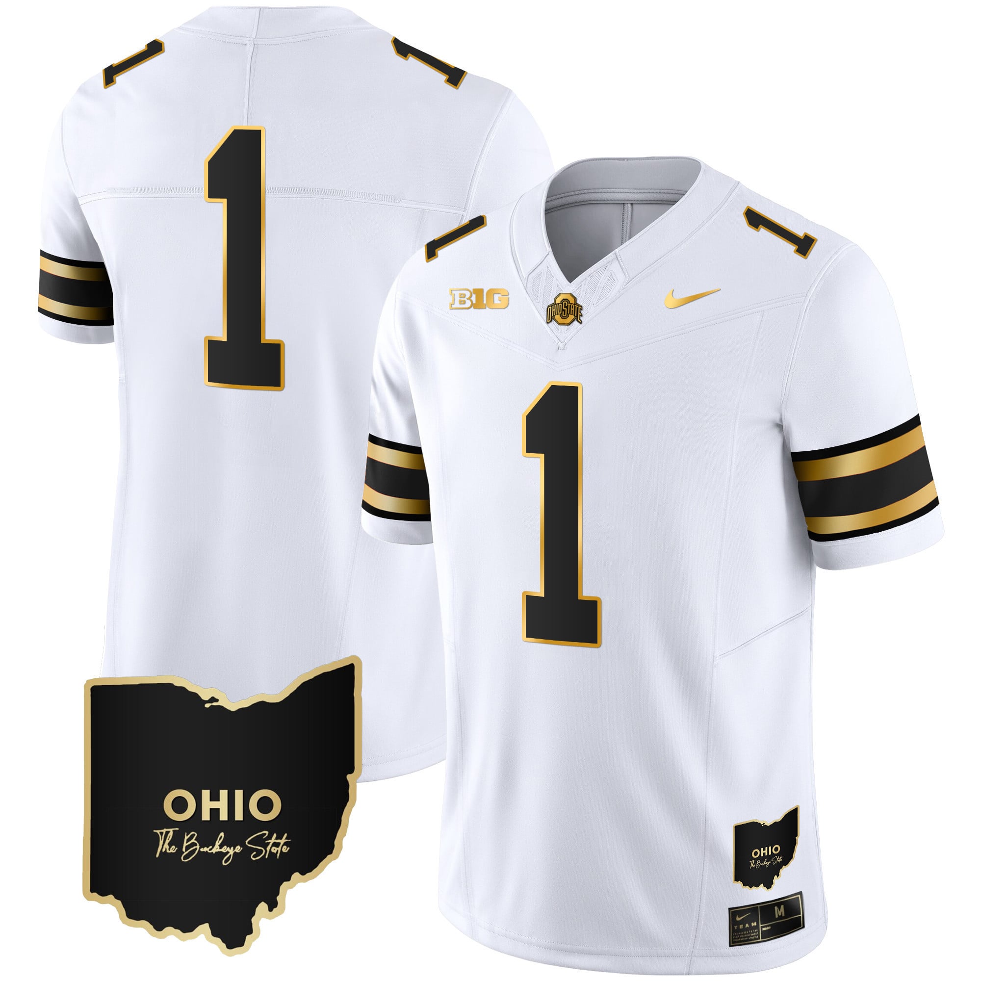 Men's Ohio State Buckeyes 2023 Vapor Limited Gold Jersey - Ohio Patch - All Stitched