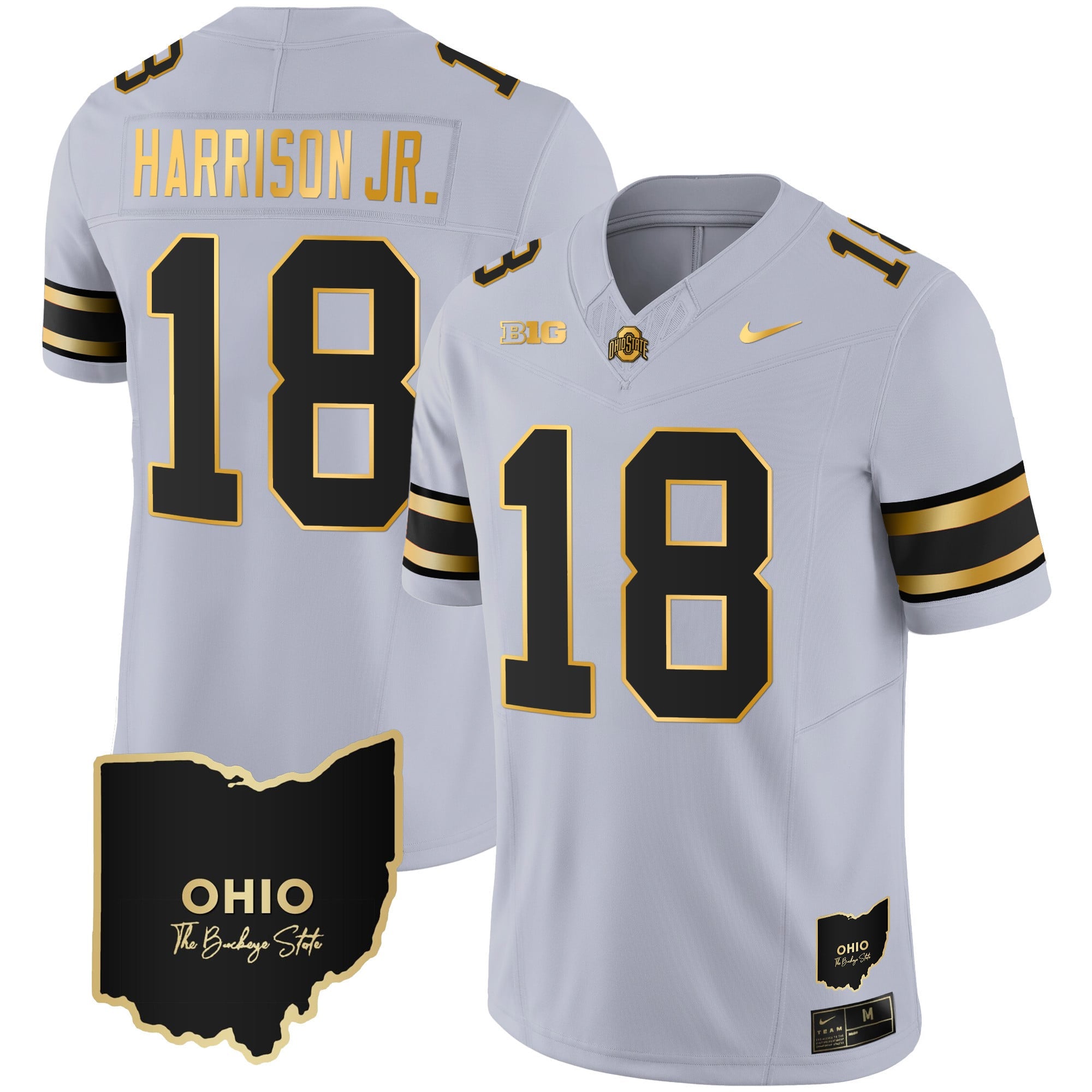 Men's Ohio State Buckeyes 2023 Vapor Limited Gold Jersey - Ohio Patch - All Stitched