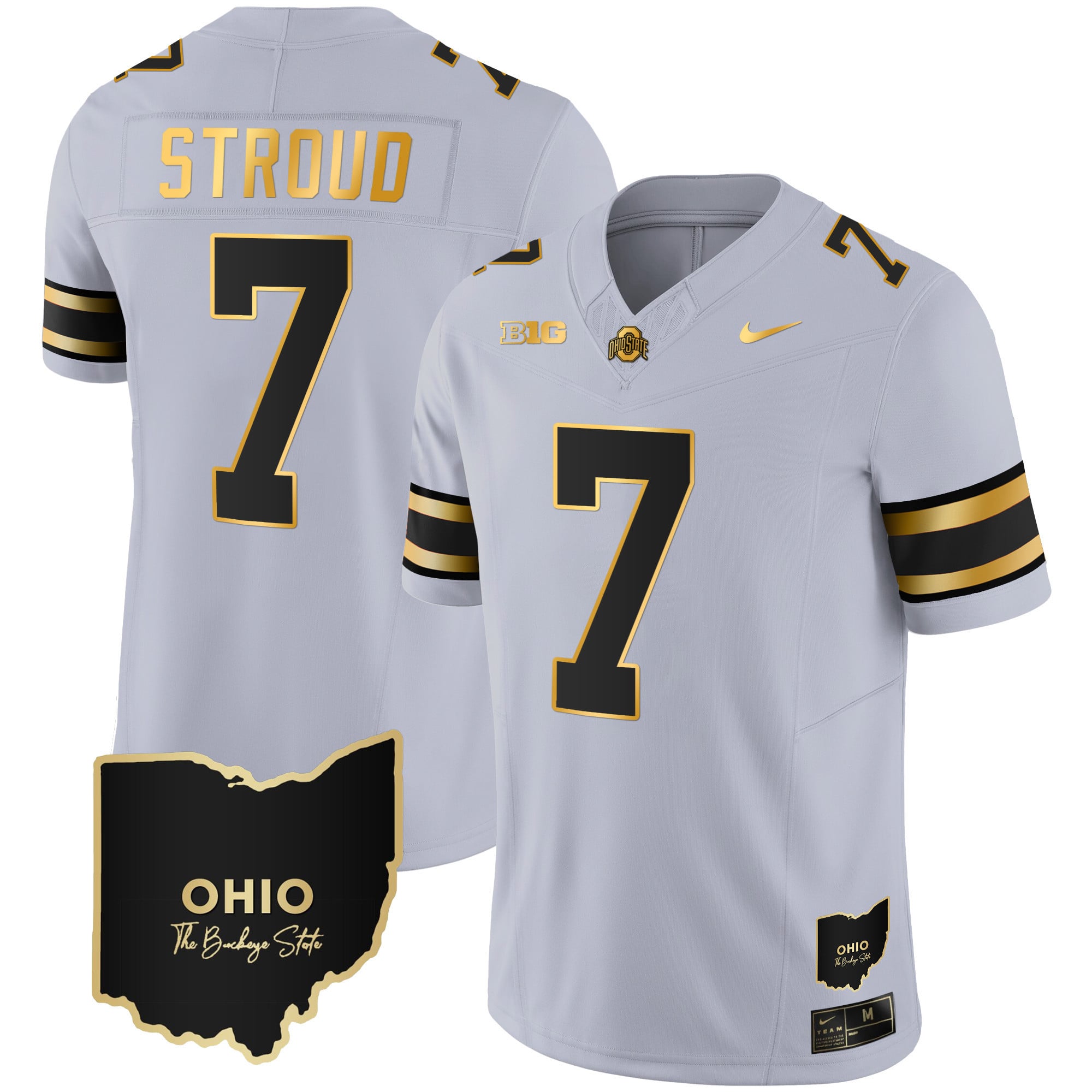 Men's Ohio State Buckeyes 2023 Vapor Limited Gold Jersey - Ohio Patch - All Stitched