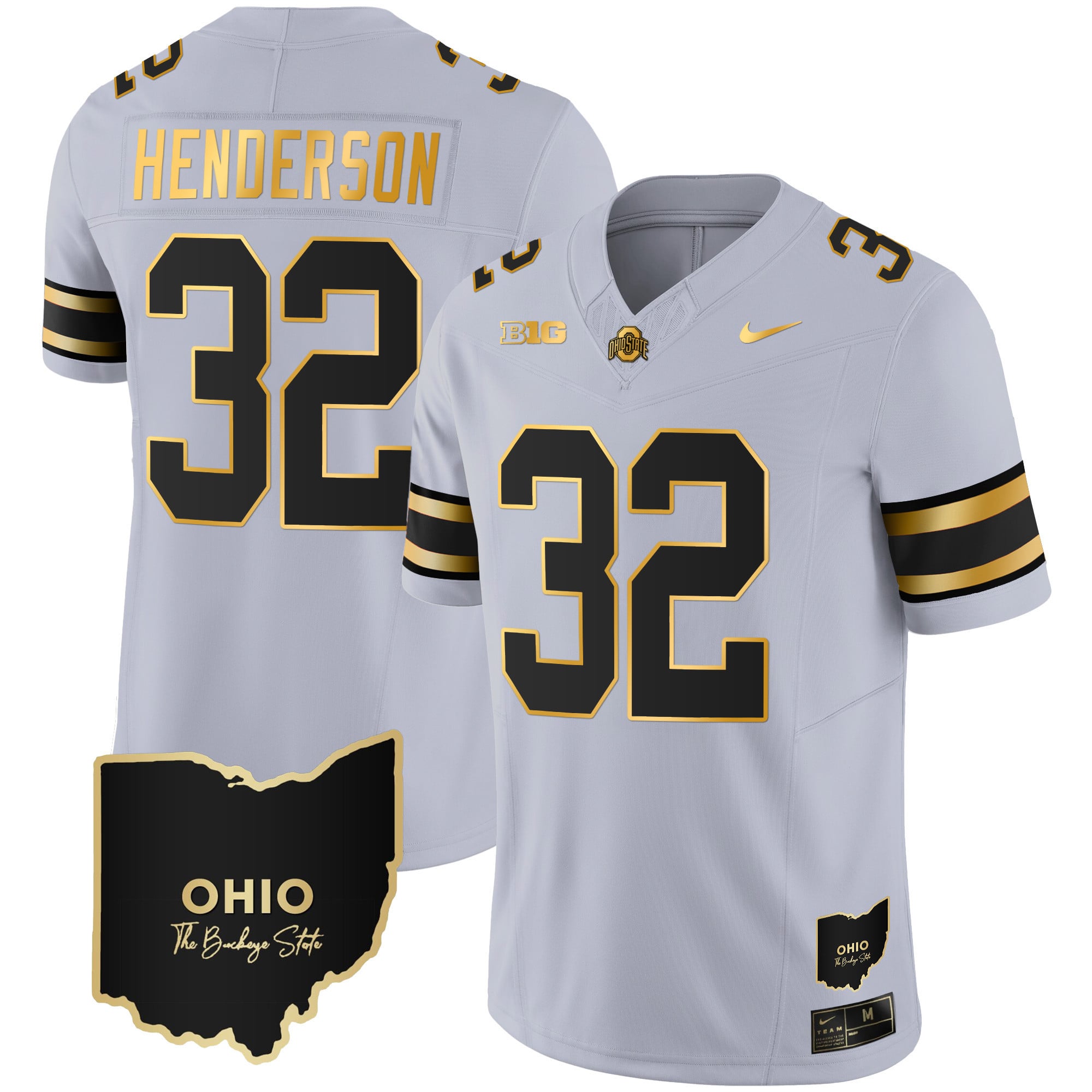 Men's Ohio State Buckeyes 2023 Vapor Limited Gold Jersey - Ohio Patch - All Stitched