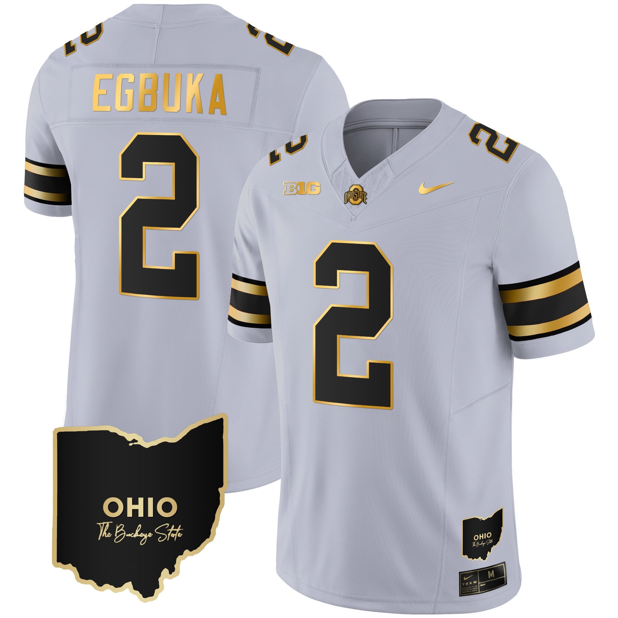 Men's Ohio State Buckeyes 2023 Vapor Limited Gold Jersey - Ohio Patch - All Stitched